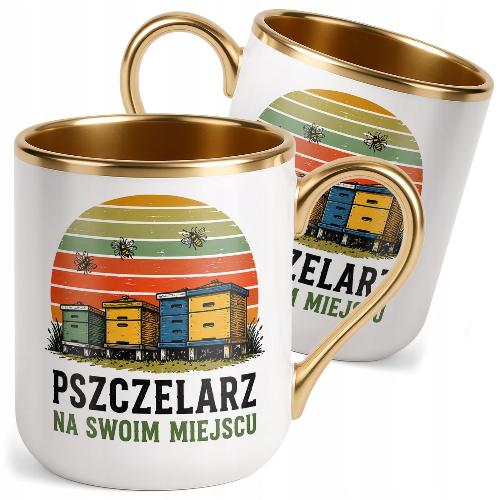 Kubek z nadrukiem Premium Złoty Dla Pszczelarza Szef Pasieki Prezent