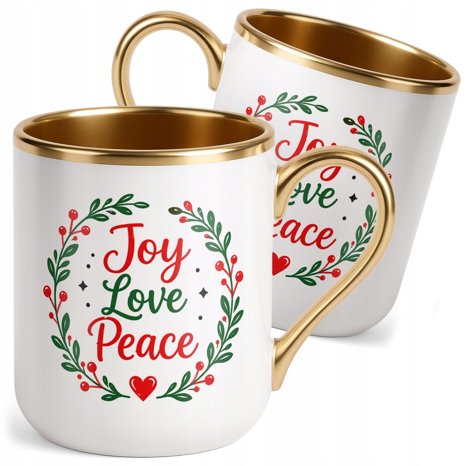 Kubek Premium Złoty Boże Narodzenie Mikołajki Święta Joy Love Prezent