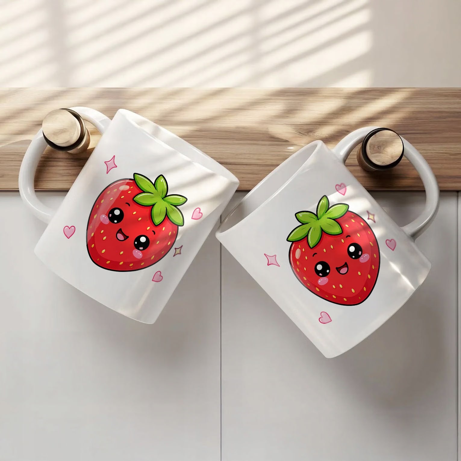 Zestaw Kubek Podkładka pod mysz dla graczy z nadrukiem Kawaii Truskawka