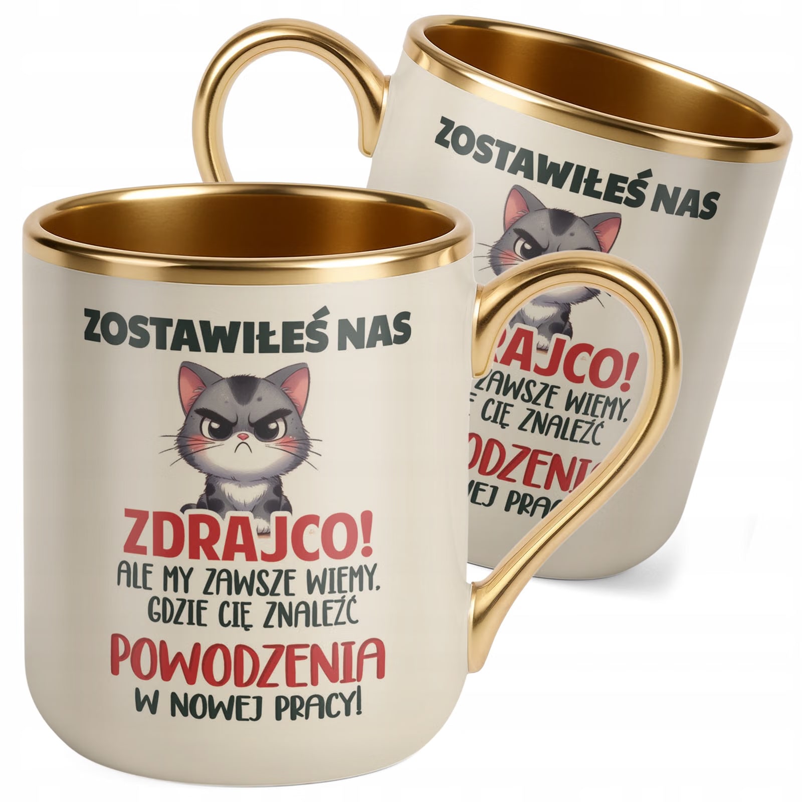 Kubek Premium Złoty Ecru Pożeganie Odejście z Pracy Dla Kolegi Prezent