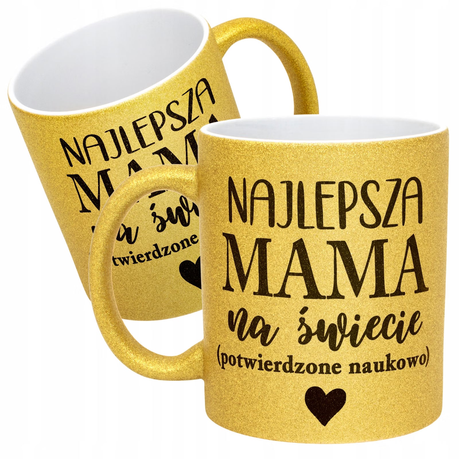 Złoty kubek brokatowy Dzień Matki Dla Mamy Najlepsza Mama na Świecie