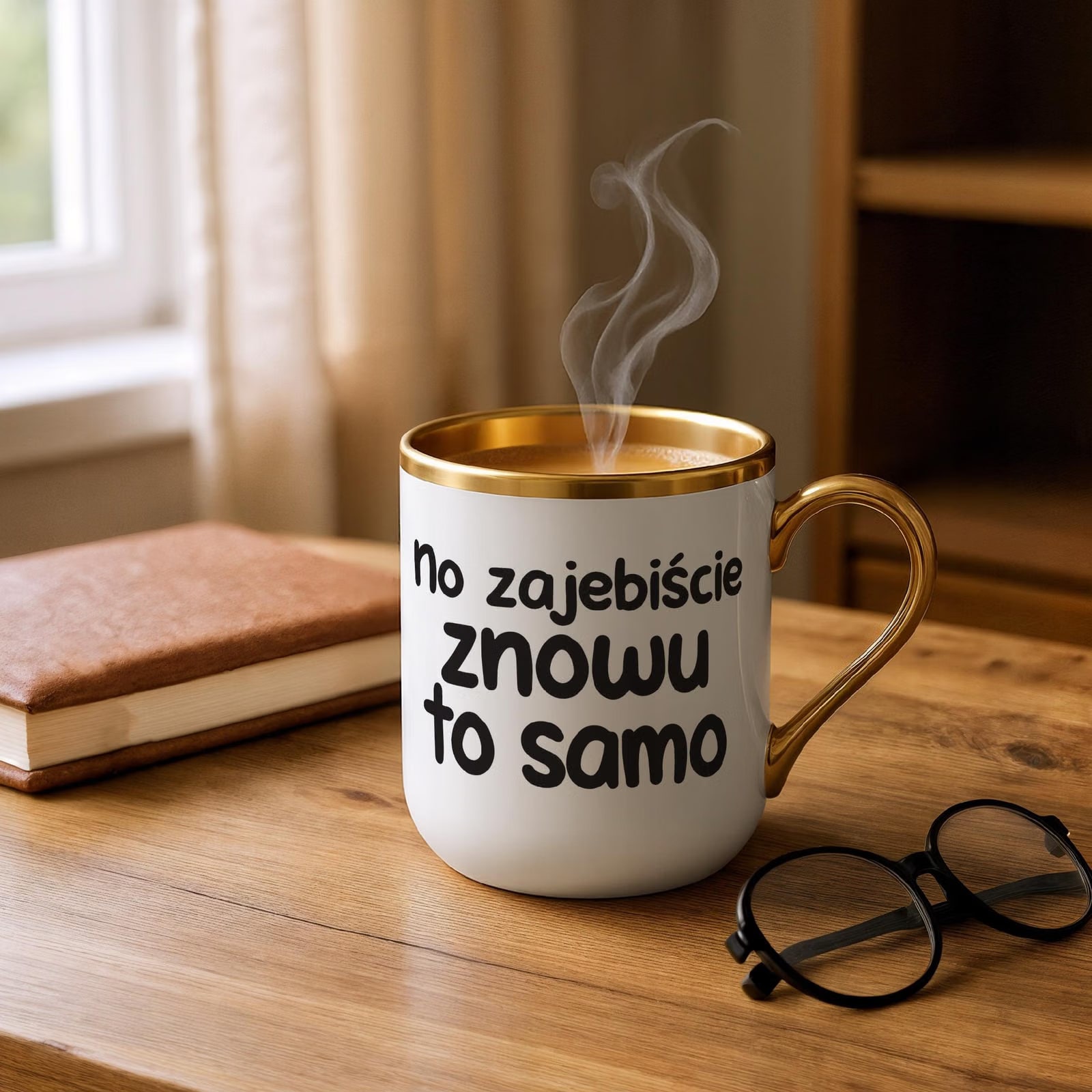 Kubek Premium Złoty No Zaje*iście Znowu To Samo Śmieszny Zabawny Prezent