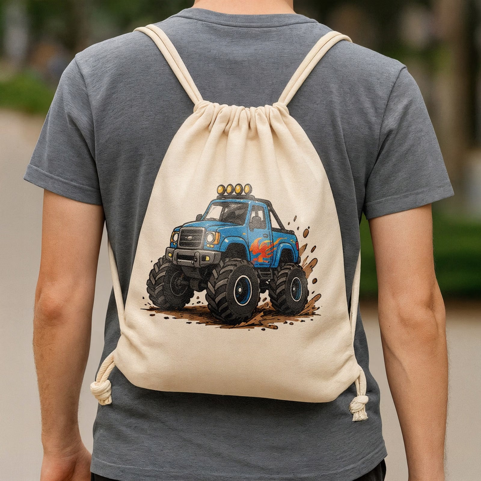 Zestaw Plecak Worek Kubek Emaliowany Z Nadrukiem Monster Truck Prezent