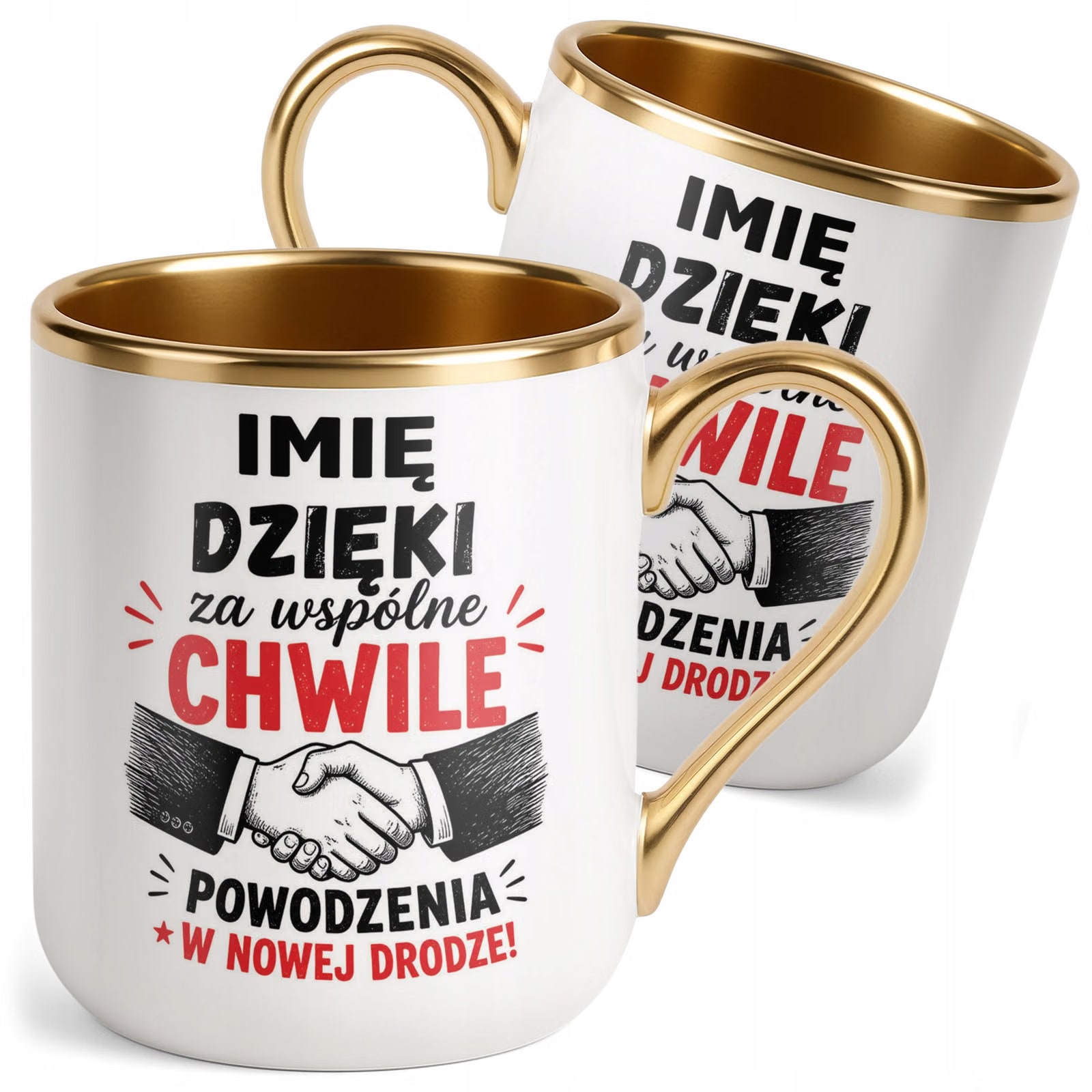 Kubek Personalizowany z nadrukiem Premium Złoty Odejście z Pracy