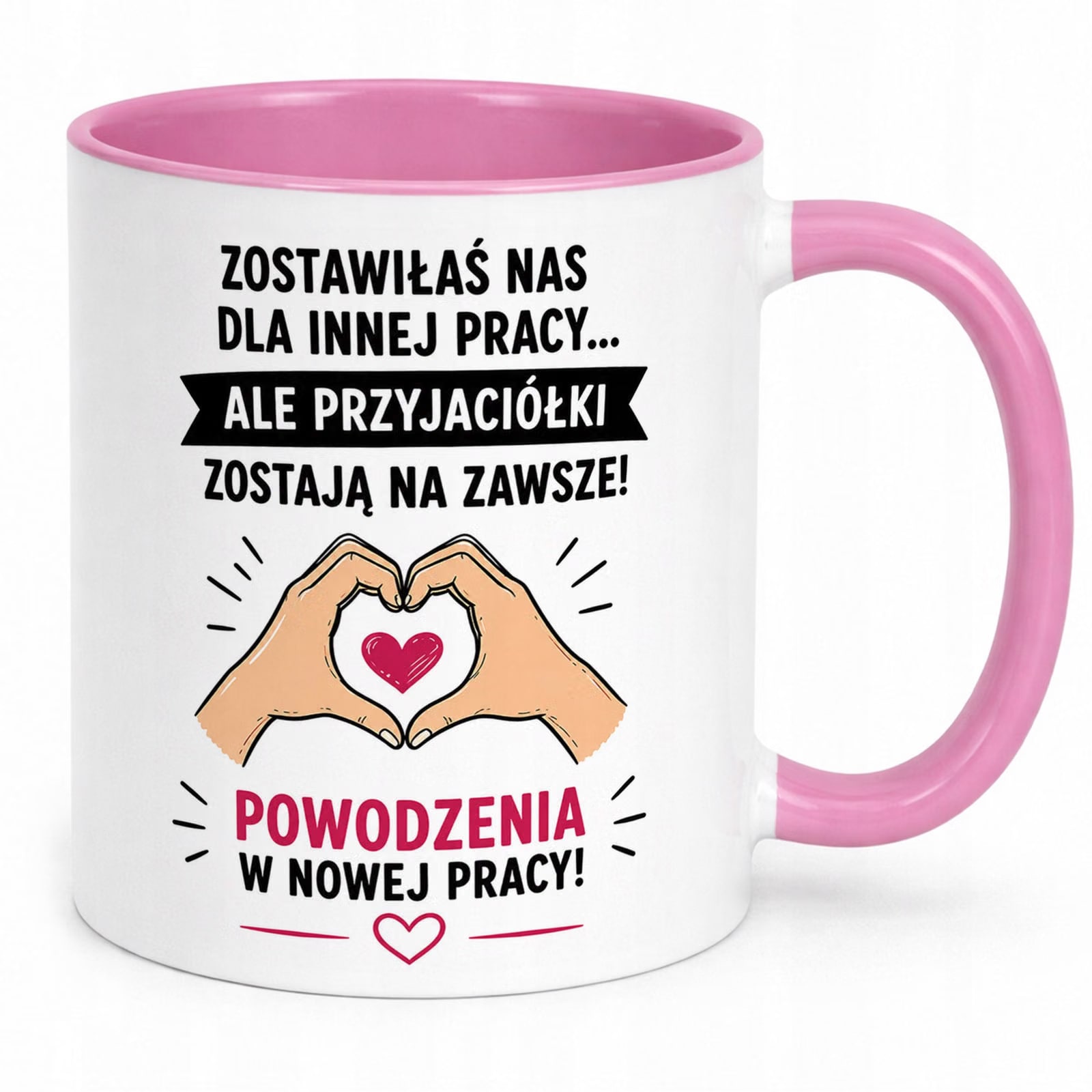 Kubek Różowy z nadrukiem Pożegnanie Odejście z Pracy Dla Koleżanki