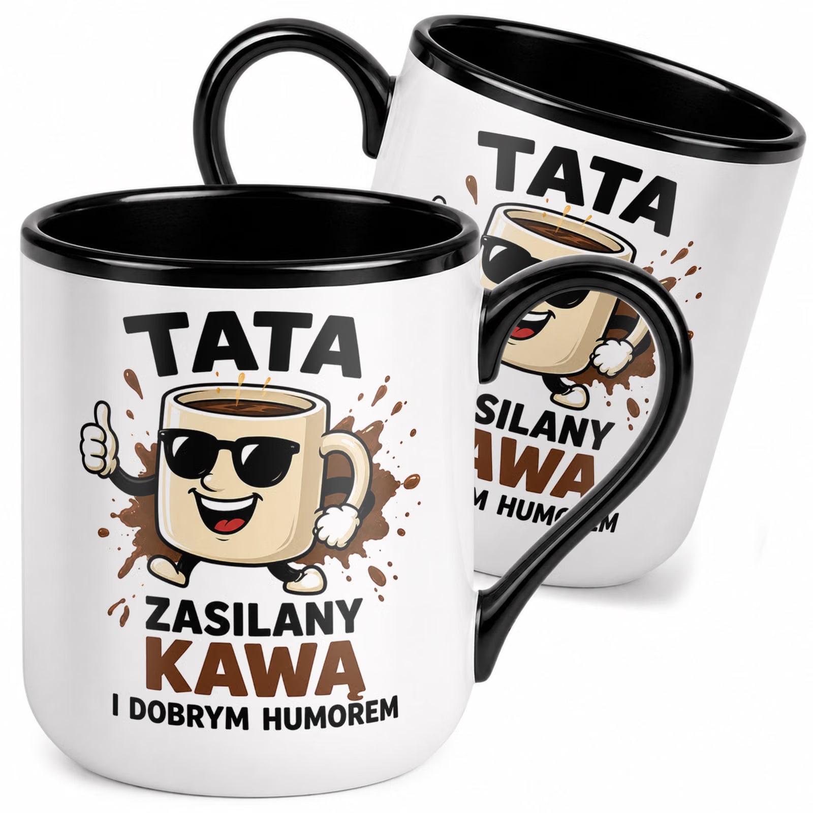 Kubek z nadrukiem Premium Czarny Dla Taty Dzień Ojca Upominek Prezent