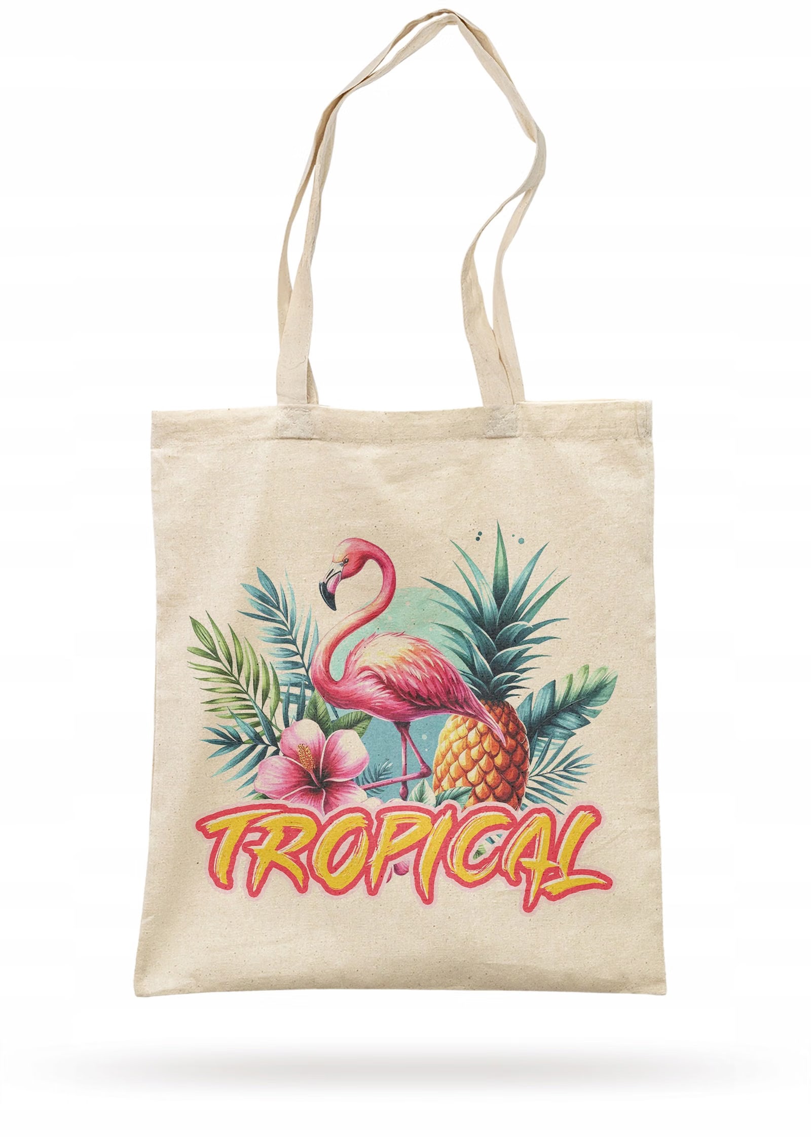 Torba bawełniana z dnem na zakupy TROPICAL Egzotyczny Motyw Flaming Ananas