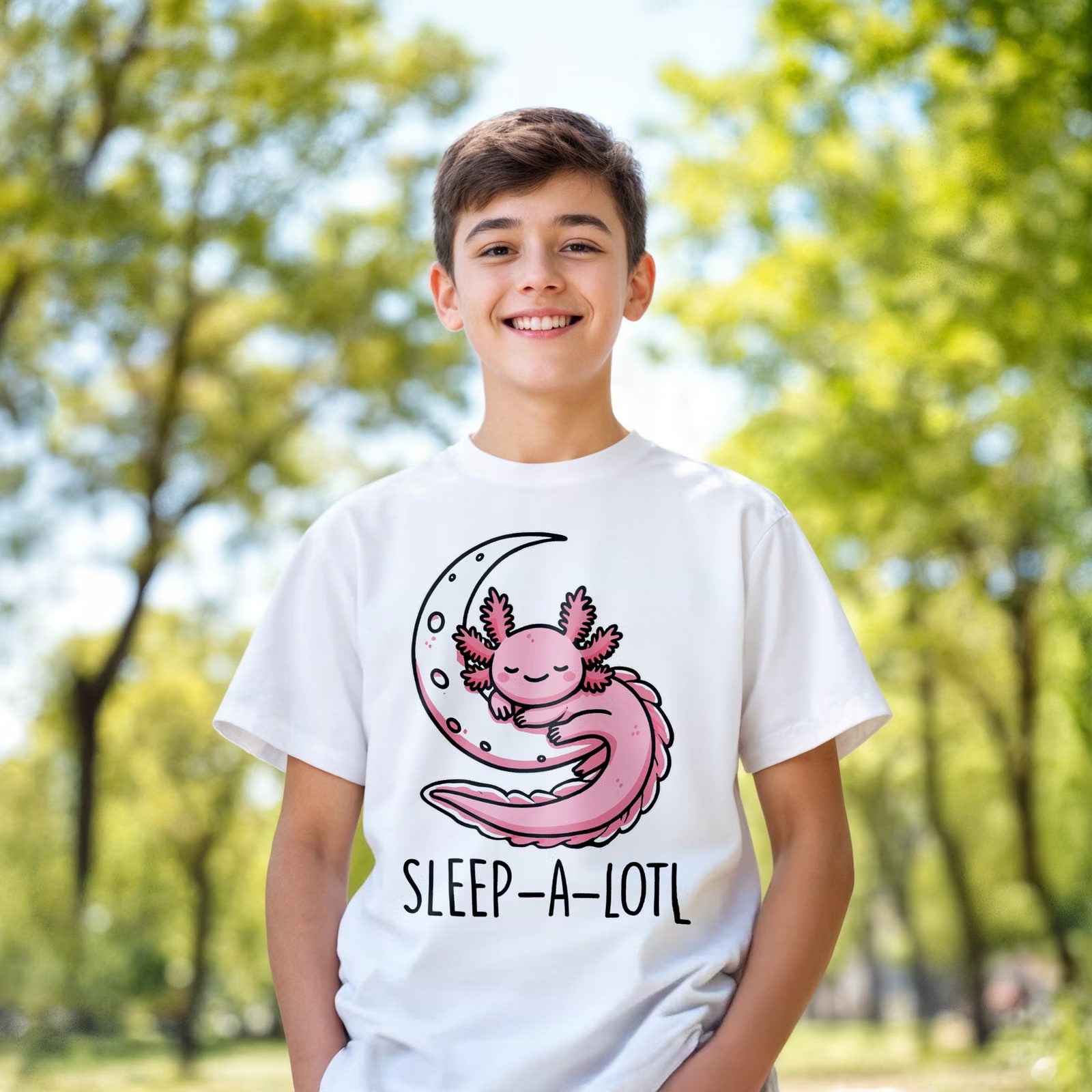 Koszulka dziecięca biała Aksolotl Axolotl Różowy Zwierzak Viral