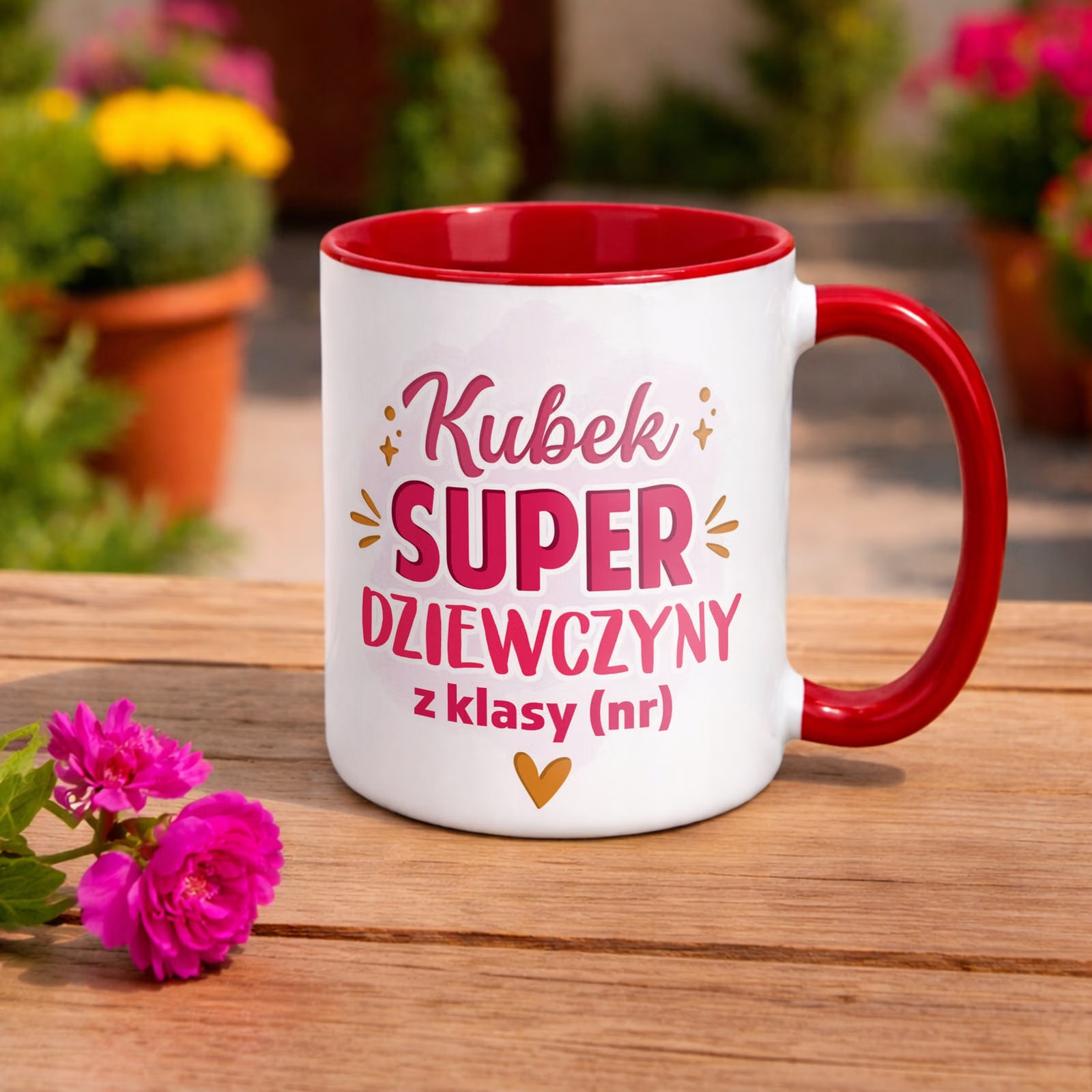 Kubek Czerwony Z Imieniem Klasa Dzień Kobiet Dla Dziewczynki Prezent