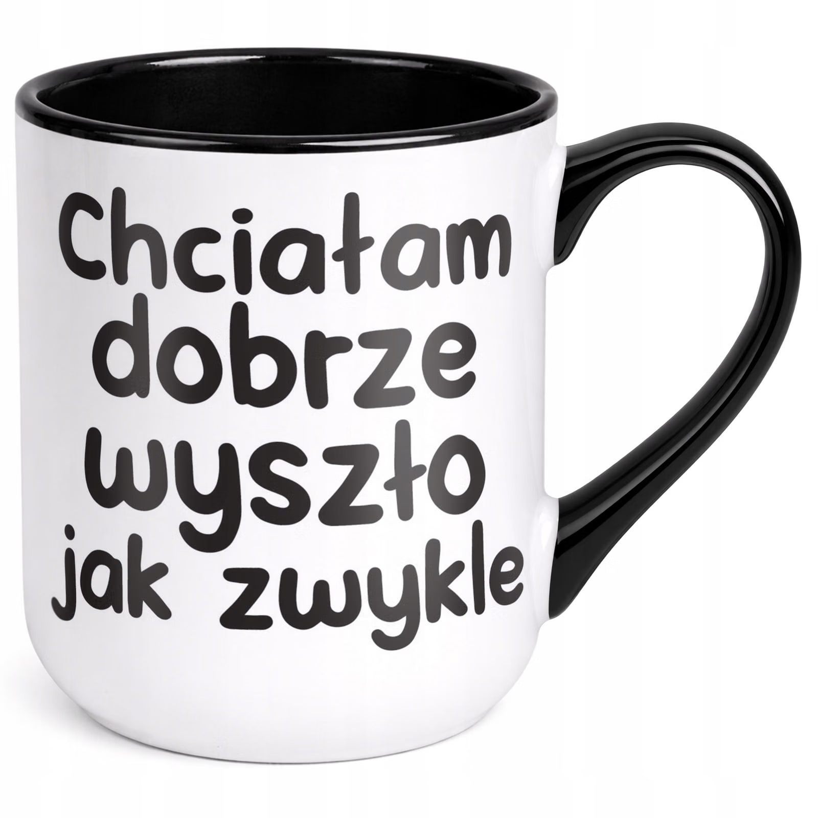 Kubek z nadrukiem Premium Czarny Chciałam Dobrze Upominek Prezent