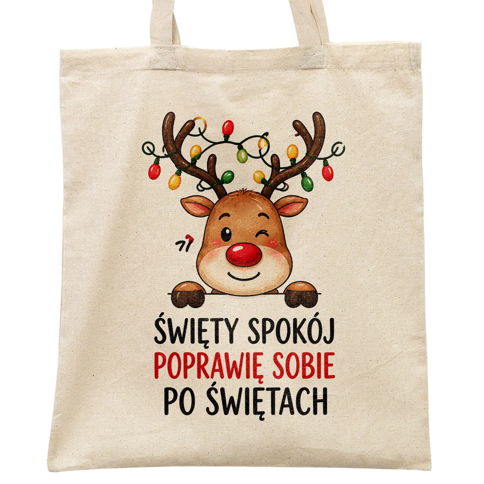 Torba shopper bawełniana święta boże narodzenie z nadrukiem prezent