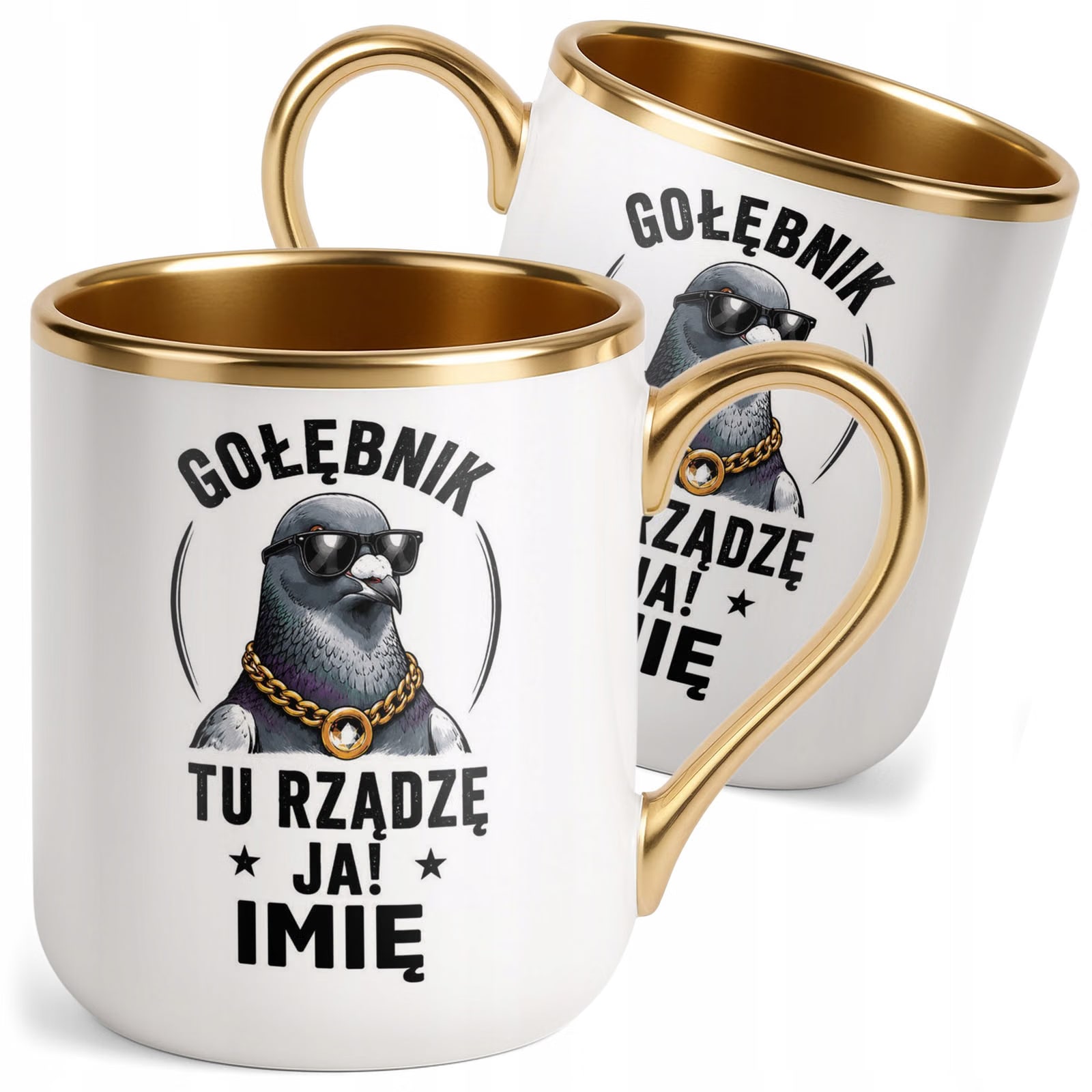 Kubek Personalizowany z nadrukiem Premium Złoty Dla Gołębiarza Prezent