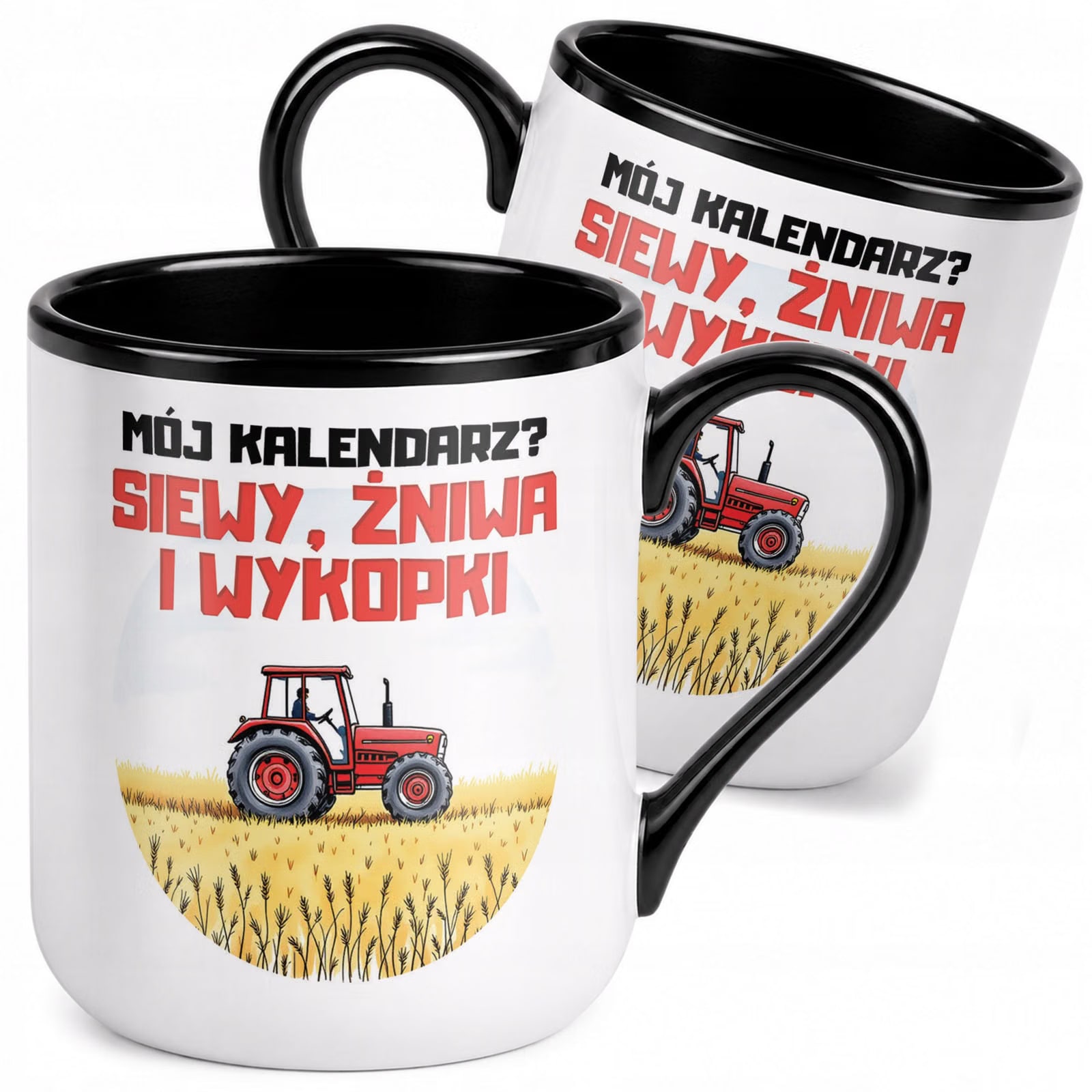 Kubek z nadrukiem Premium Czarny Dla Rolnika Gospodarza Upominek Prezent