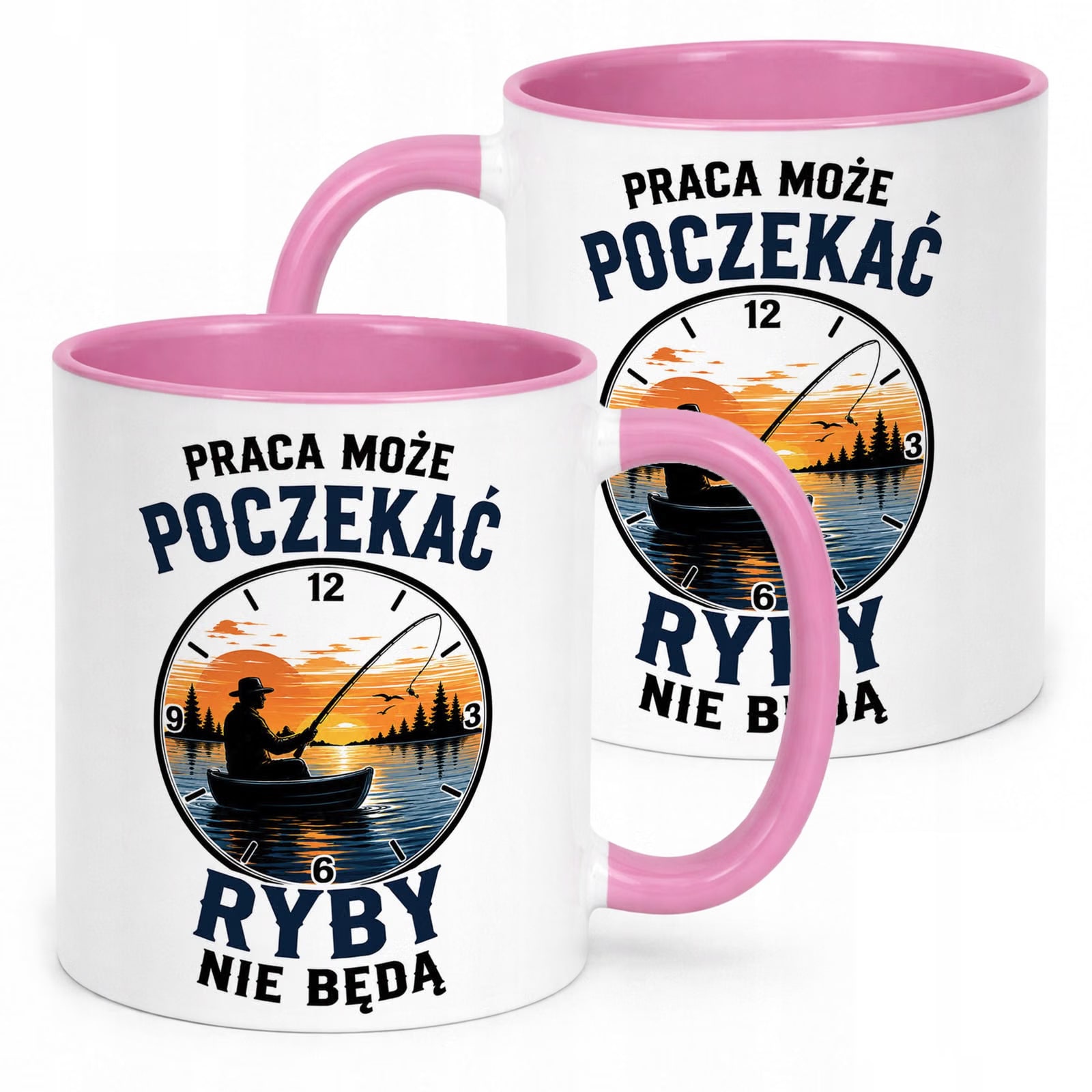 Różowy Kubek z nadrukiem Dla Wędkarza Rybaka Upominek Prezent