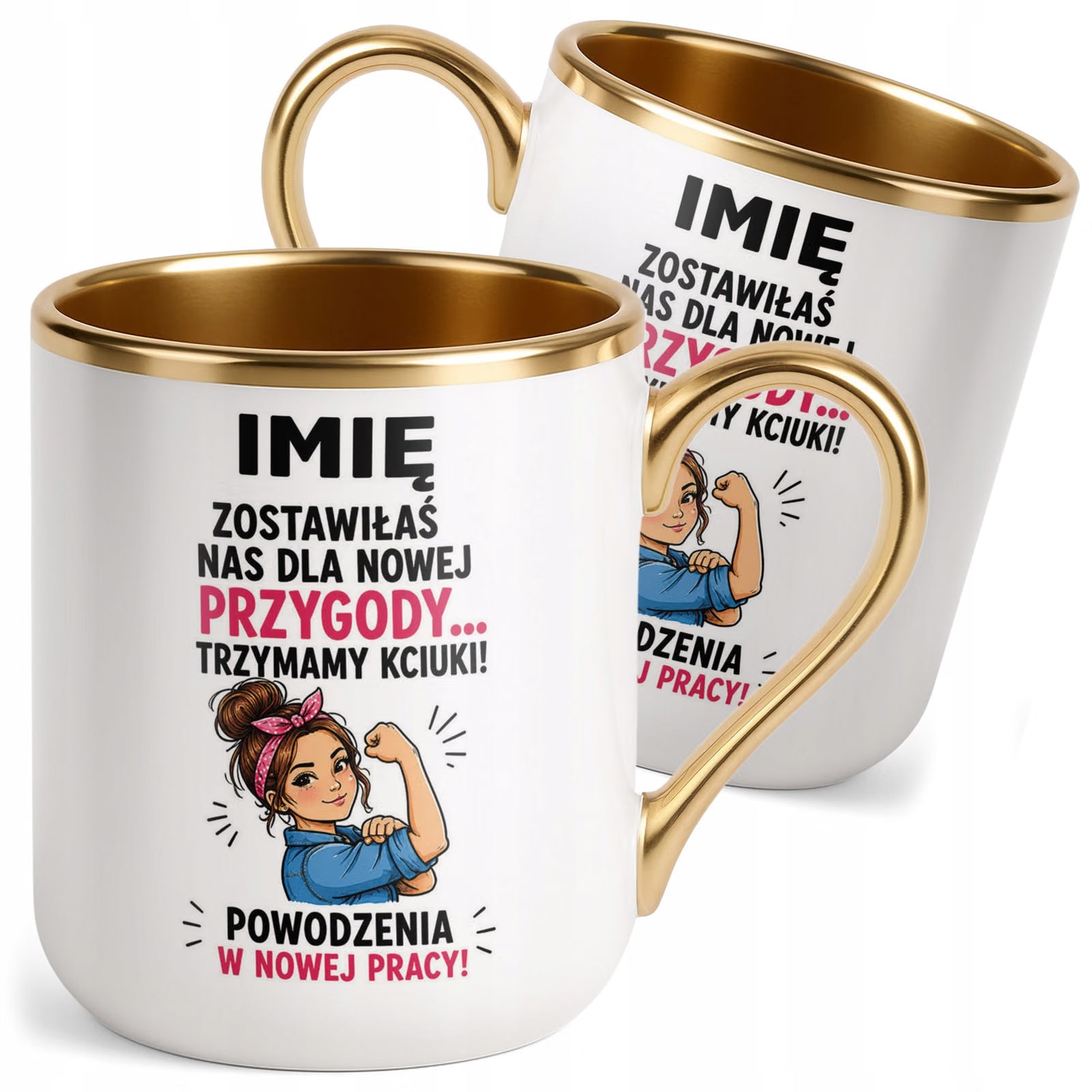 Kubek Personalizowany z nadrukiem Premium Złoty Odejście z Pracy