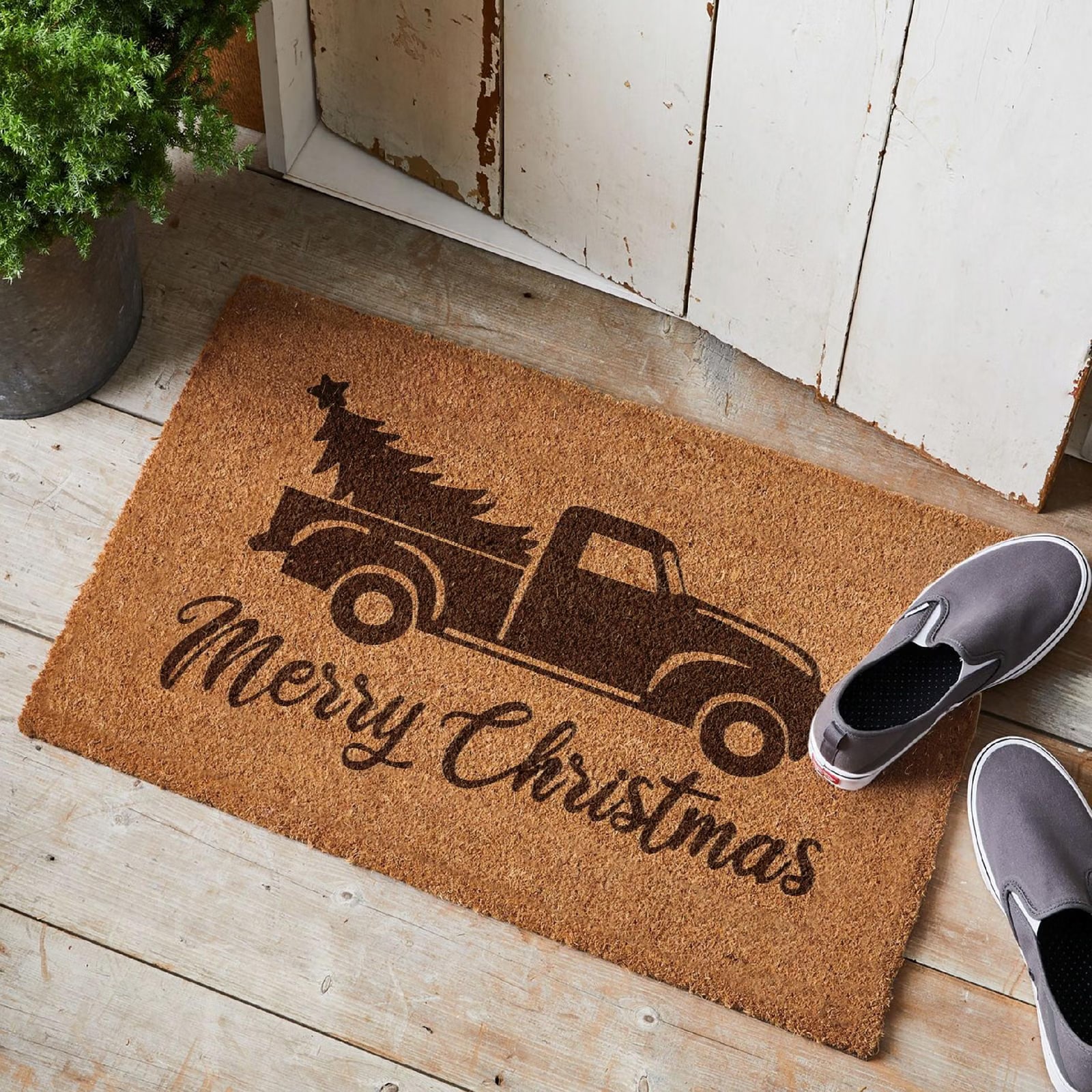 Wycieraczka Wesołych Świąt MERRY CHRISTMAS Choinka Prezent kokosowa 60×40