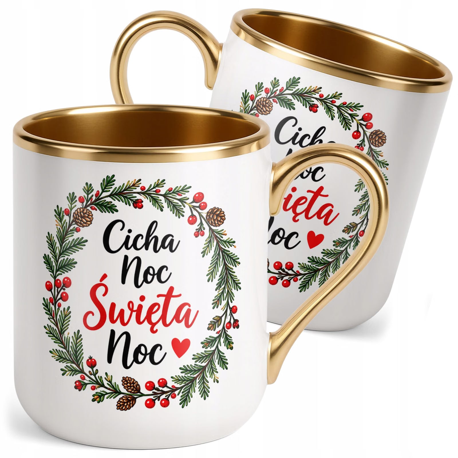 Kubek Premium Złoty Boże Narodzenie Mikołajki Święta Cicha Noc Prezent