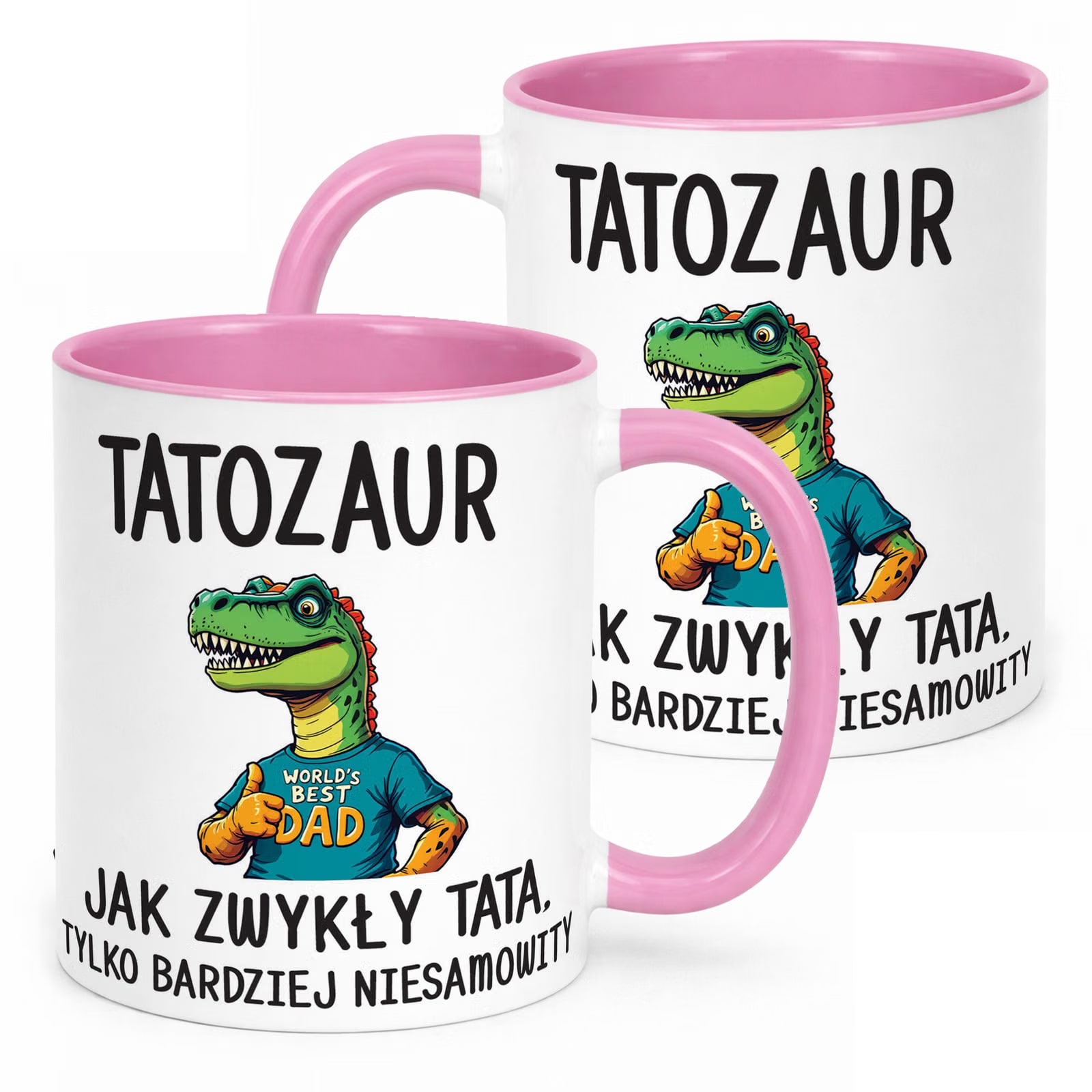 Kubek Różowy Dzień Ojca Tatozaur Prezent Upominek Dla Taty