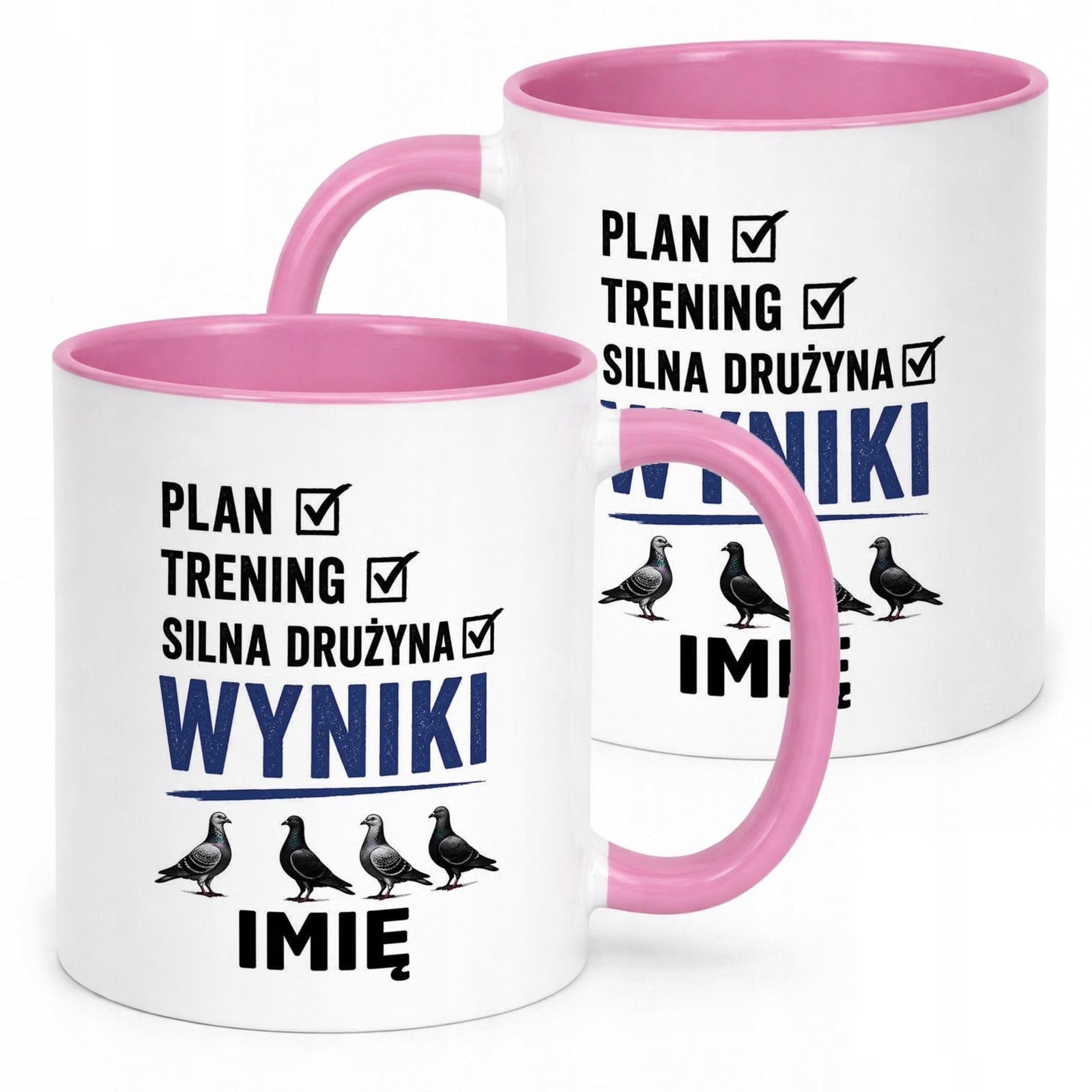 Różowy Kubek Personalizowany z nadrukiem Dla Gołębiarza Upominek Prezent