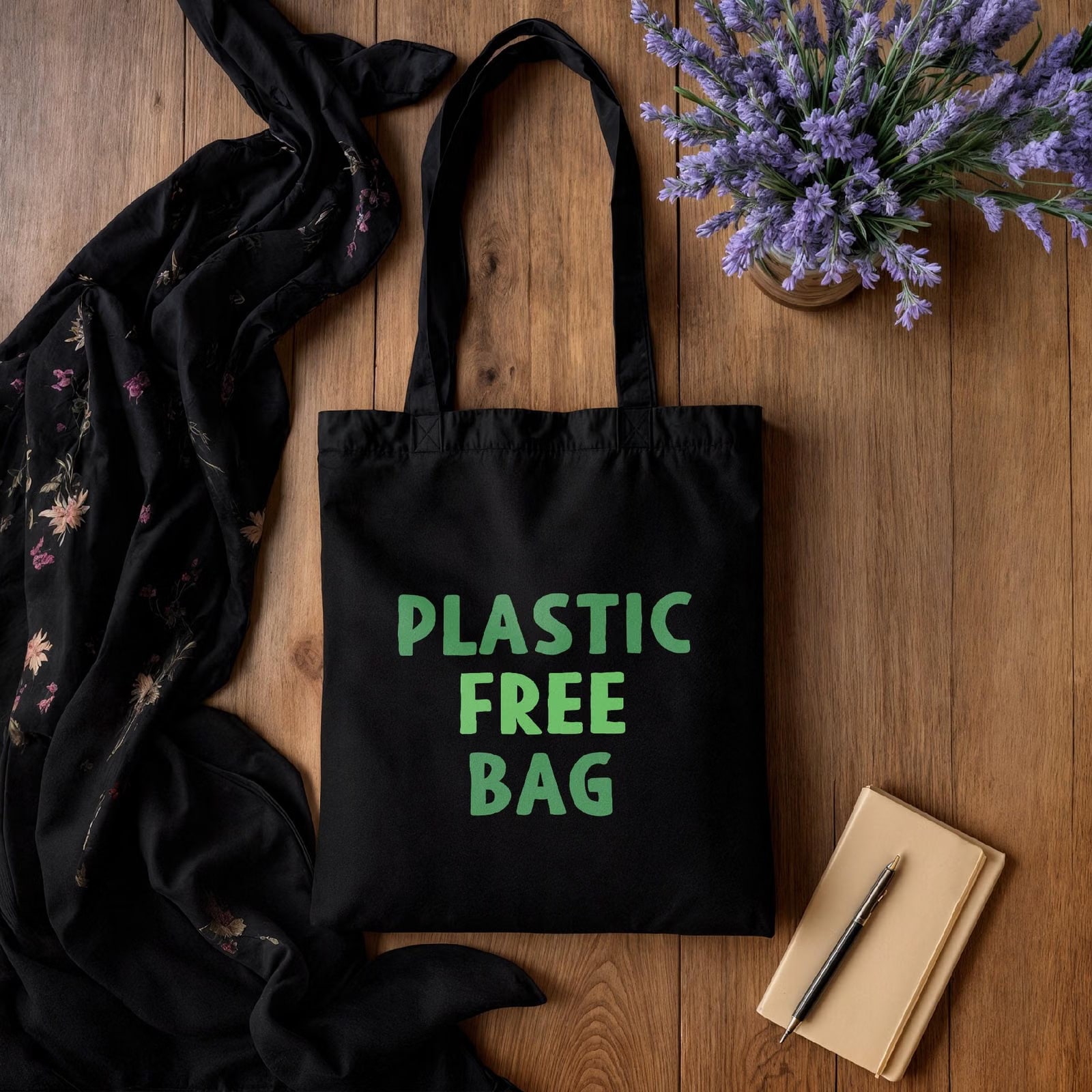 Torba bawełniana czarna na zakupy Eco Ekologia Przyroda Prezent