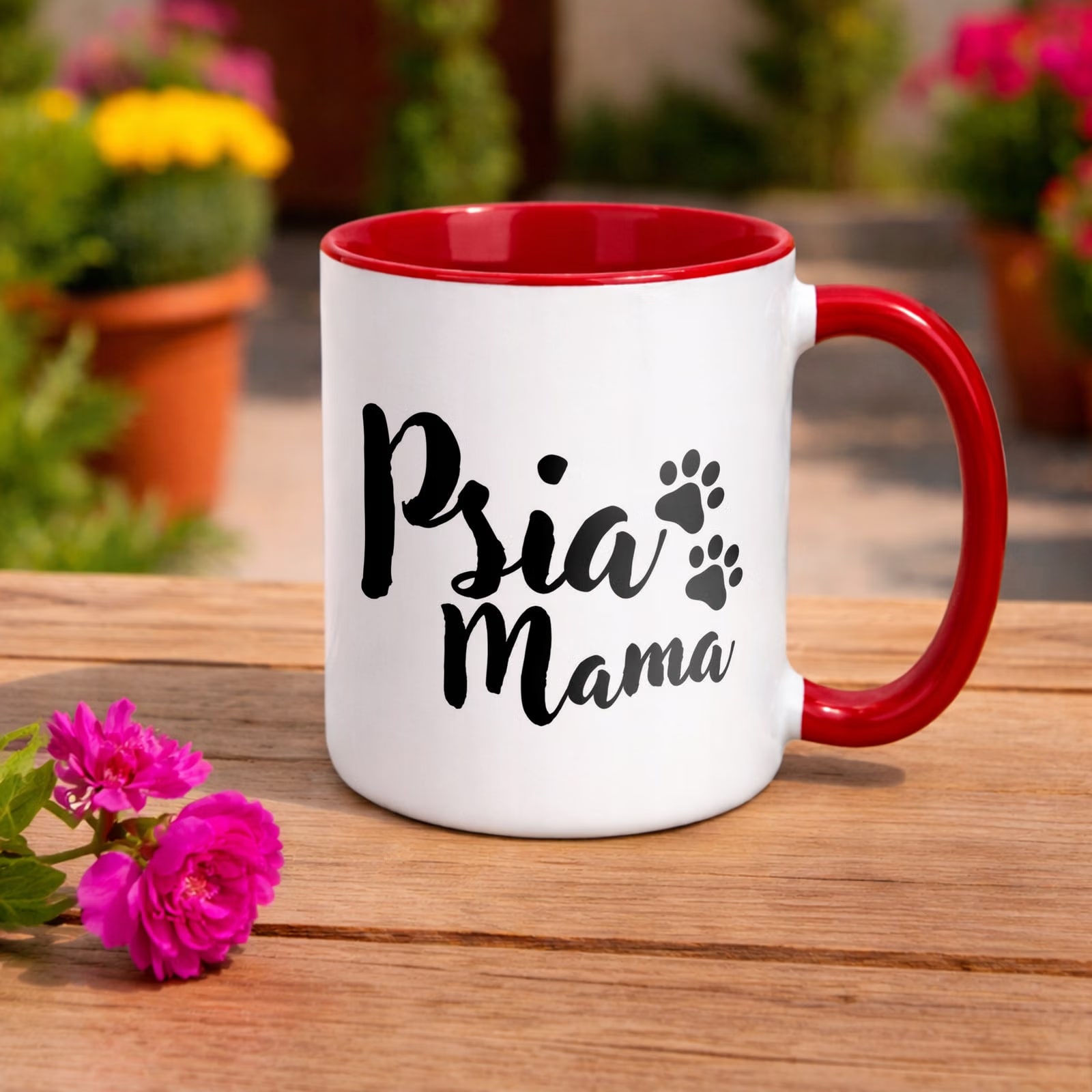 Kubek Czerwony Psia Mama Dla Posiadaczki Psa Prezent