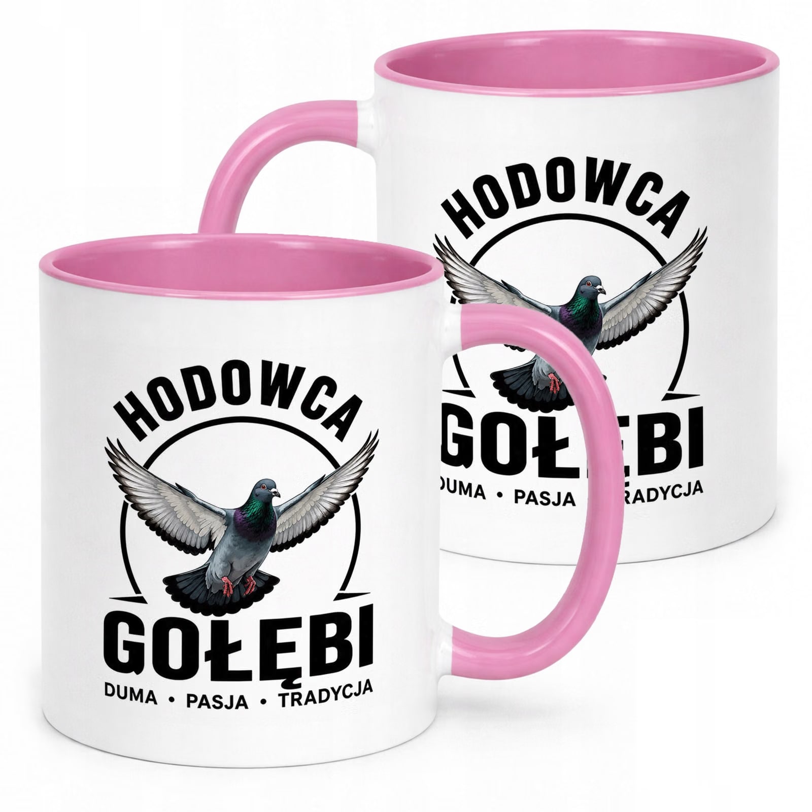 Różowy Kubek z nadrukiem Dla Gołębiarza Hodowcy Gołębi Upominek Prezent