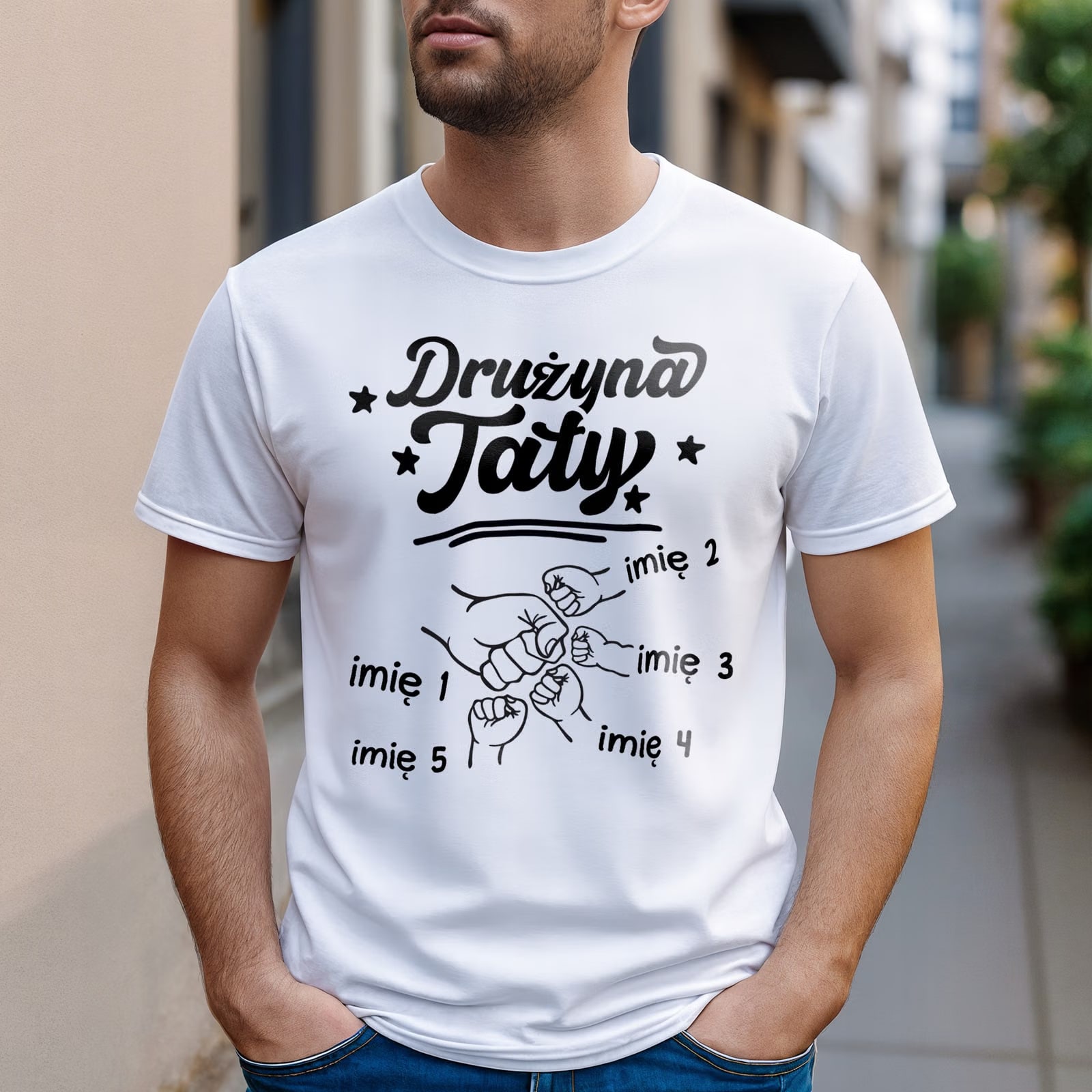 Koszulka biała męska Personalizowana Dzień Ojca Prezent