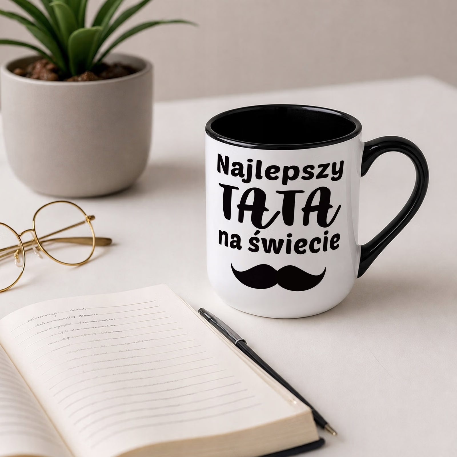 Kubek z nadrukiem Premium Czarny Dla Taty Dzień Ojca Upominek Prezent