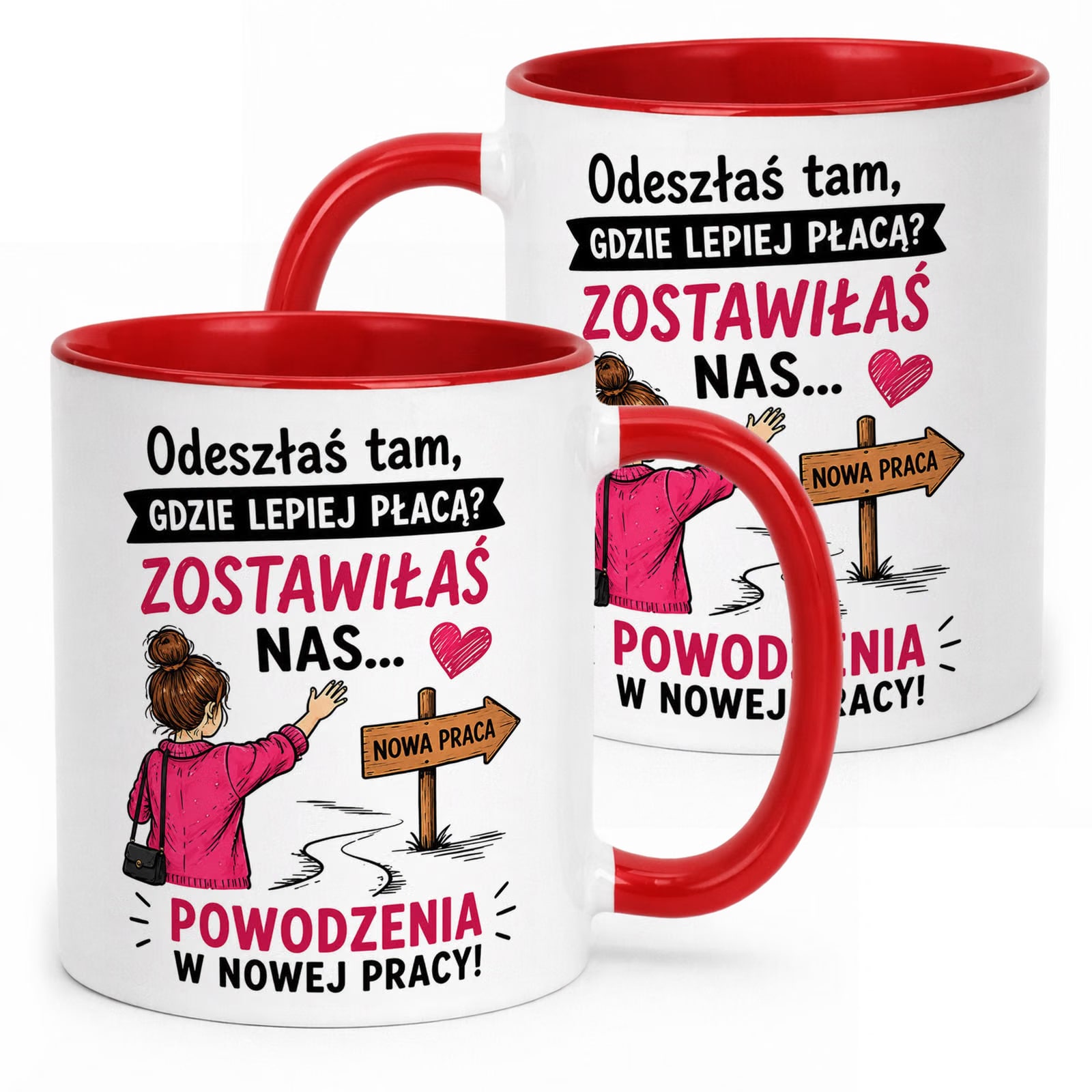 Kubek Czerwony z nadrukiem Pożegnanie Odejście z Pracy Dla Koleżanki