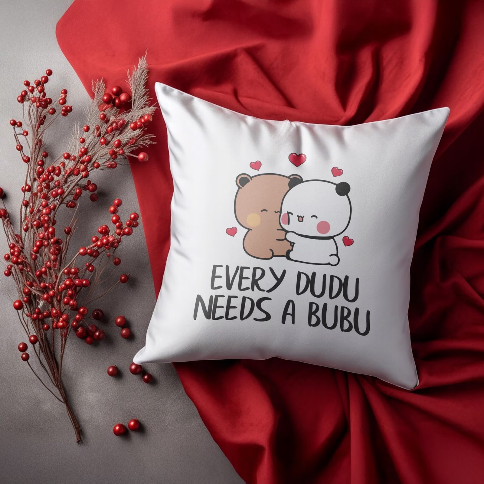 Zestaw Kubek + Poduszka 38×38 cm Walentynki Bubu i Dudu Dla Pary Prezent