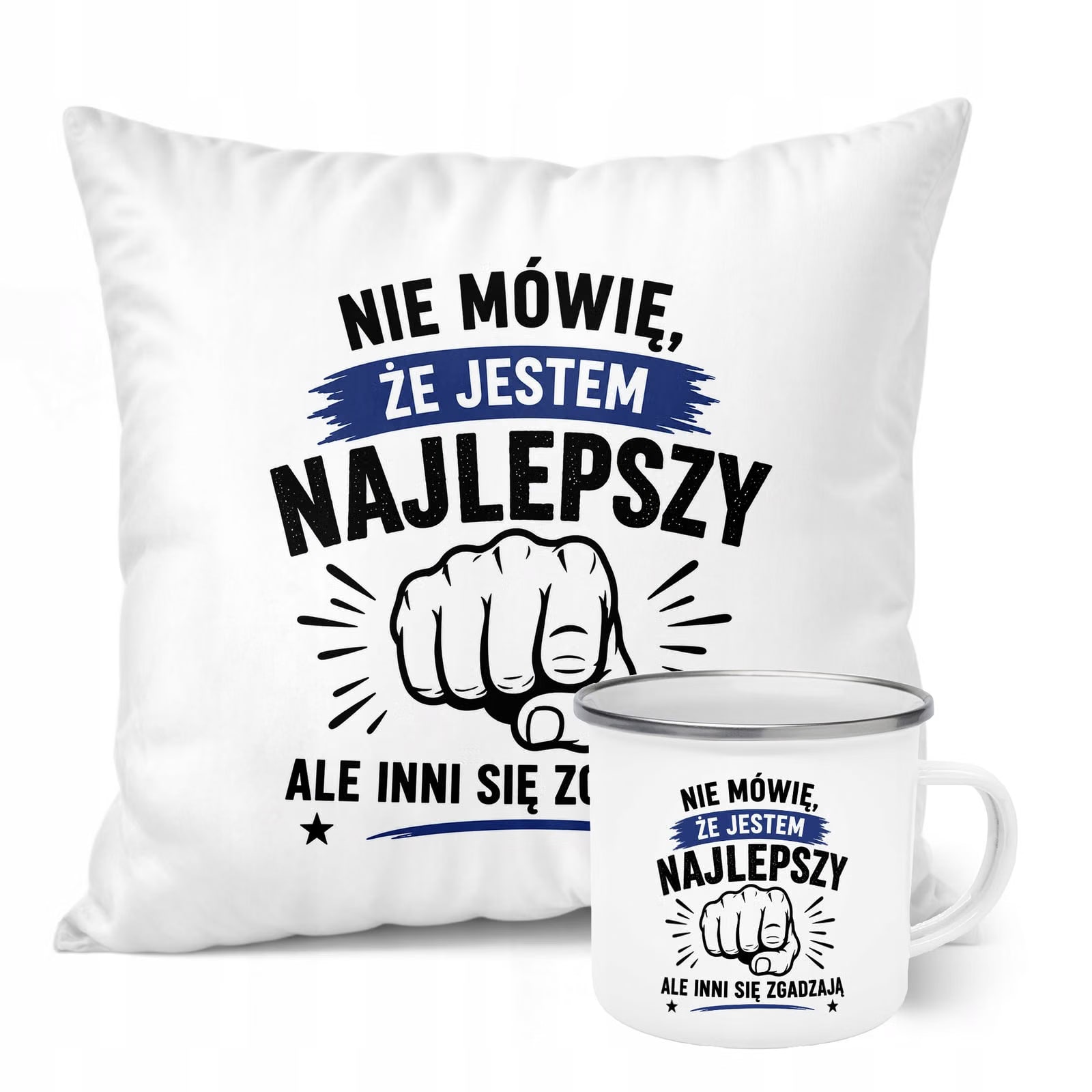 Zestaw Kubek Emaliowany Poduszka Dzień Chłopaka Z Nadrukiem