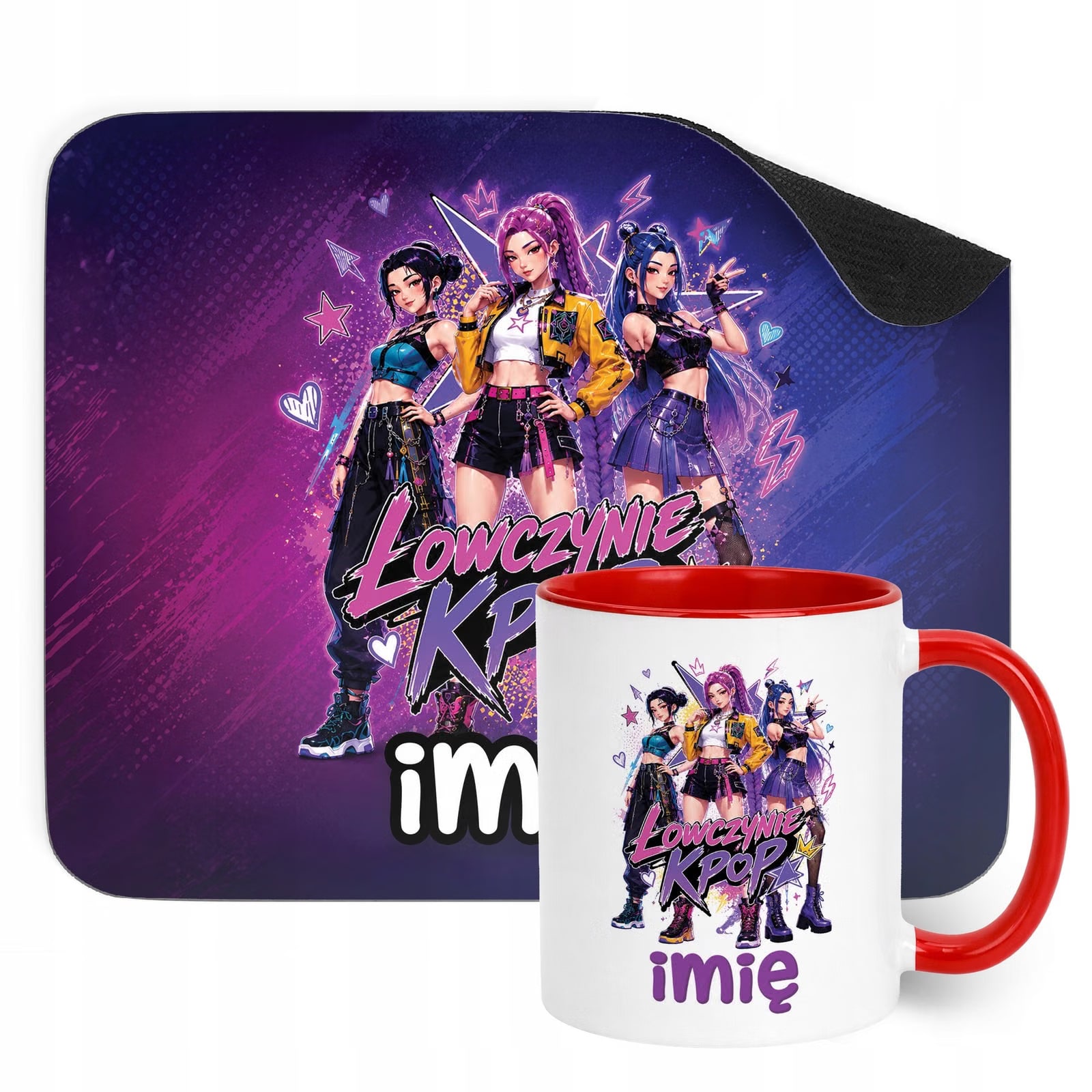 Zestaw personalizowany Kubek Czerwony Podkładka pod mysz Łowczynie Kpop