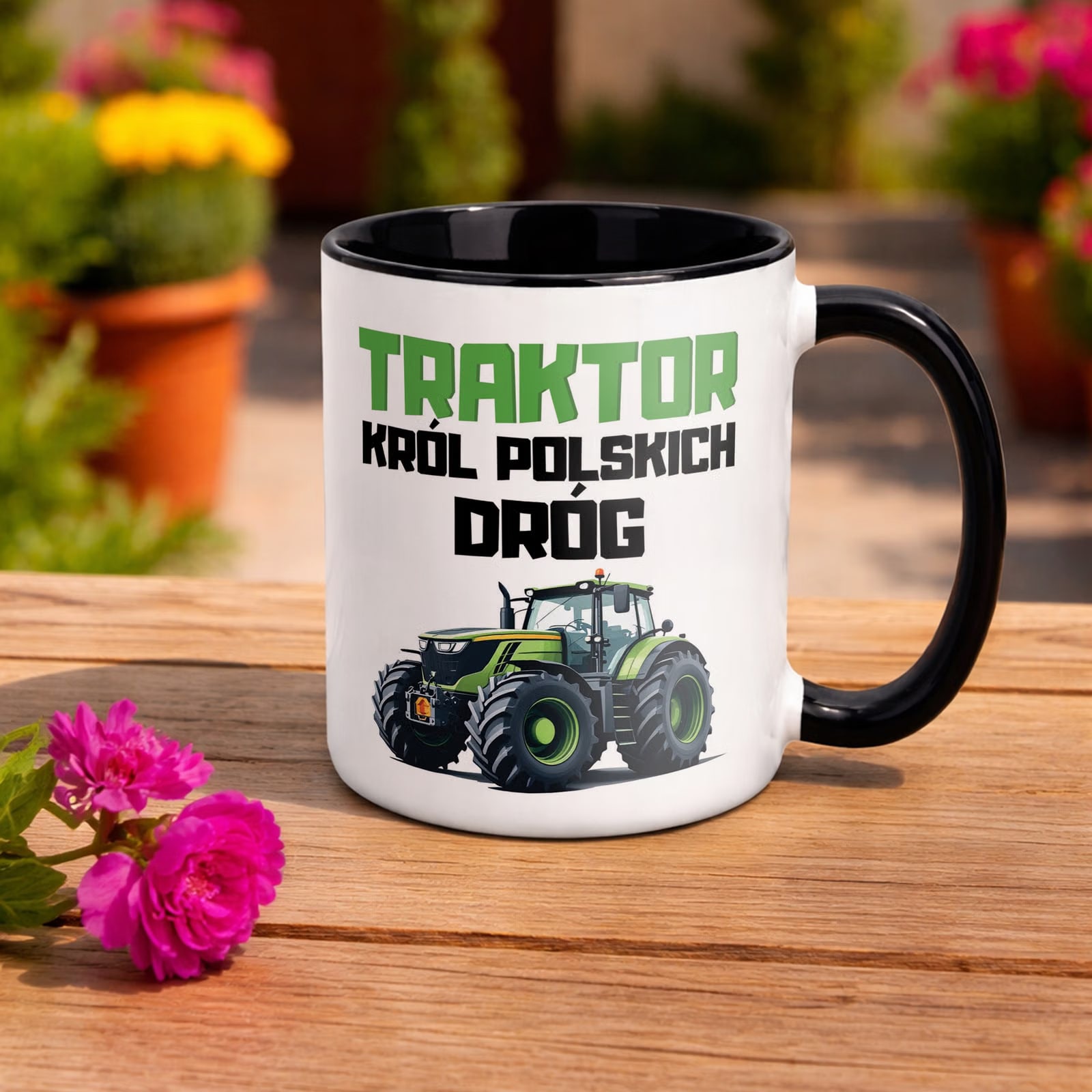 Kubek Czarny Rolnik Dla Rolnika Traktor Zabawny Prezent Upominek
