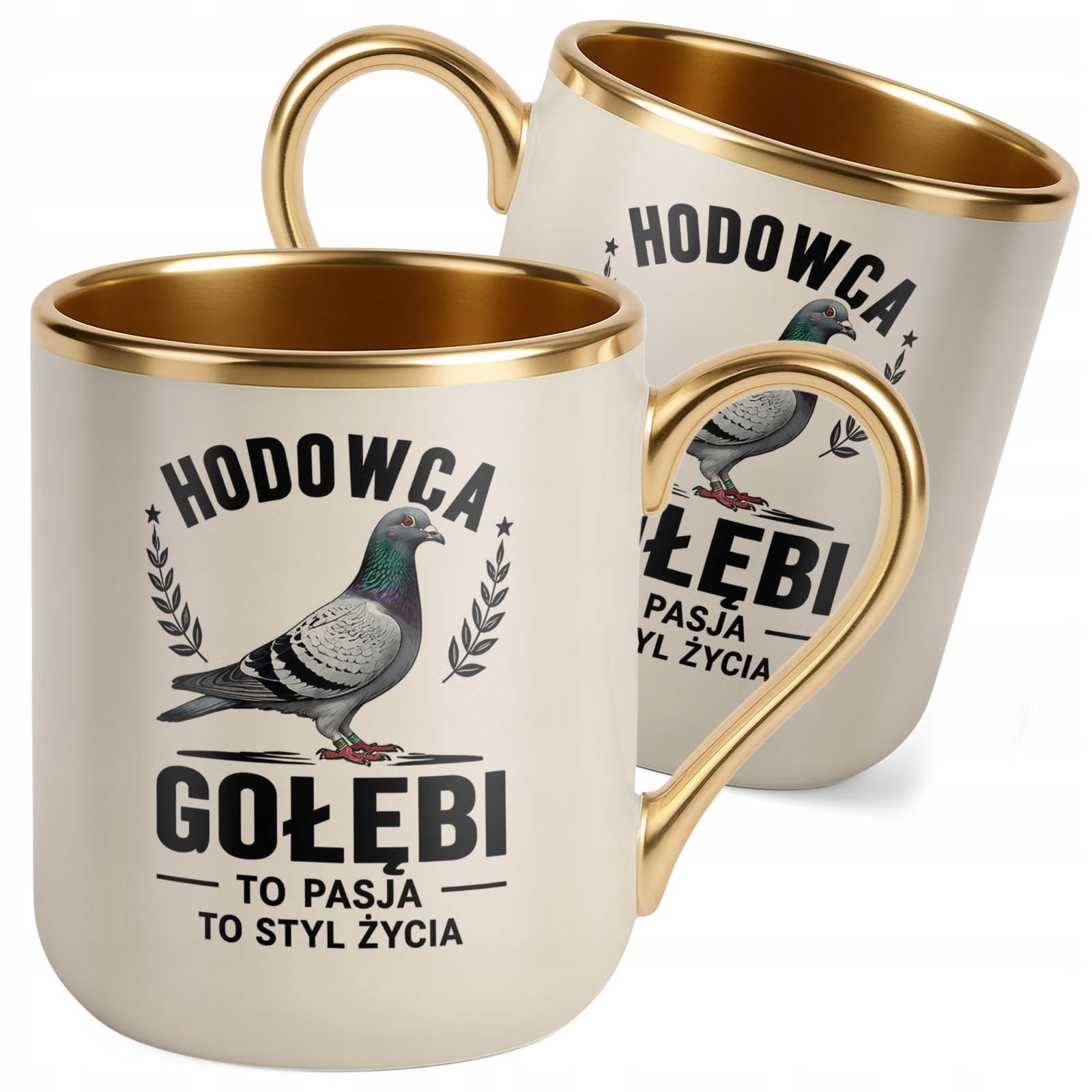 Kubek z nadrukiem Premium Złoty Ecru Dla Gołębiarza Hodowcy Gołębi Prezent