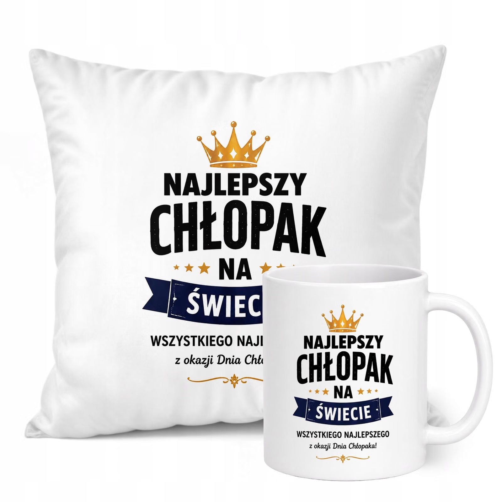 Zestaw Kubek Biały Poduszka Dzień Chłopaka Z Nadrukiem Prezent Upominek