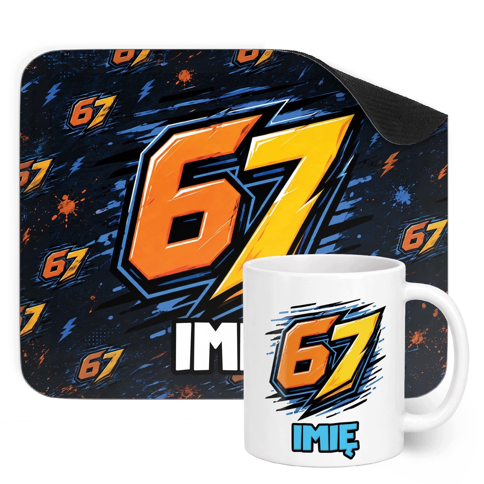 Zestaw personalizowany Kubek Podkładka pod mysz 67 Six Seven