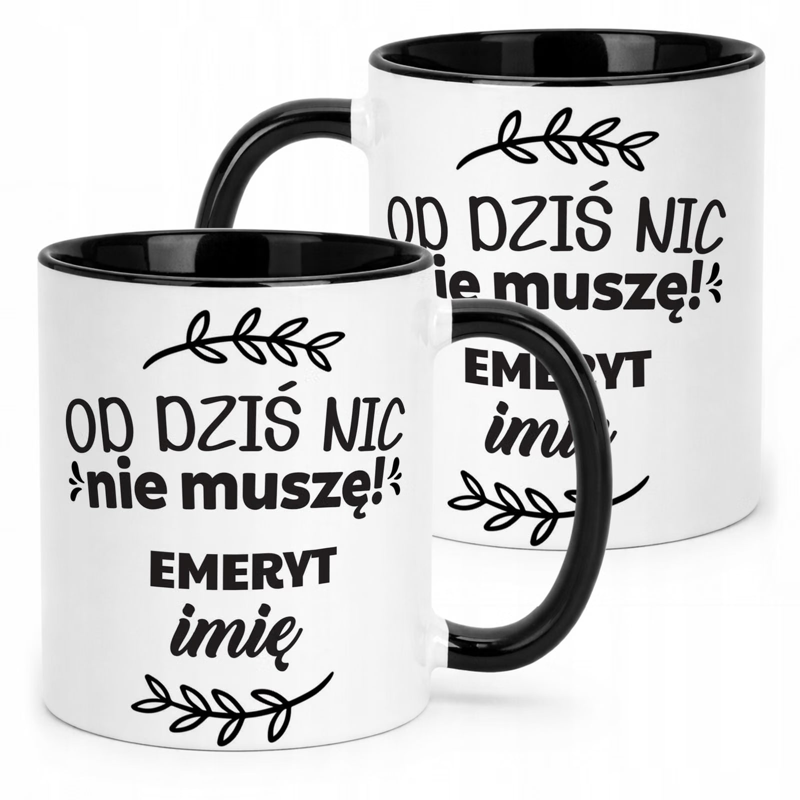 Kubek Czarny Personalizowany z okazji Emerytury Dla Emeryta Prezent