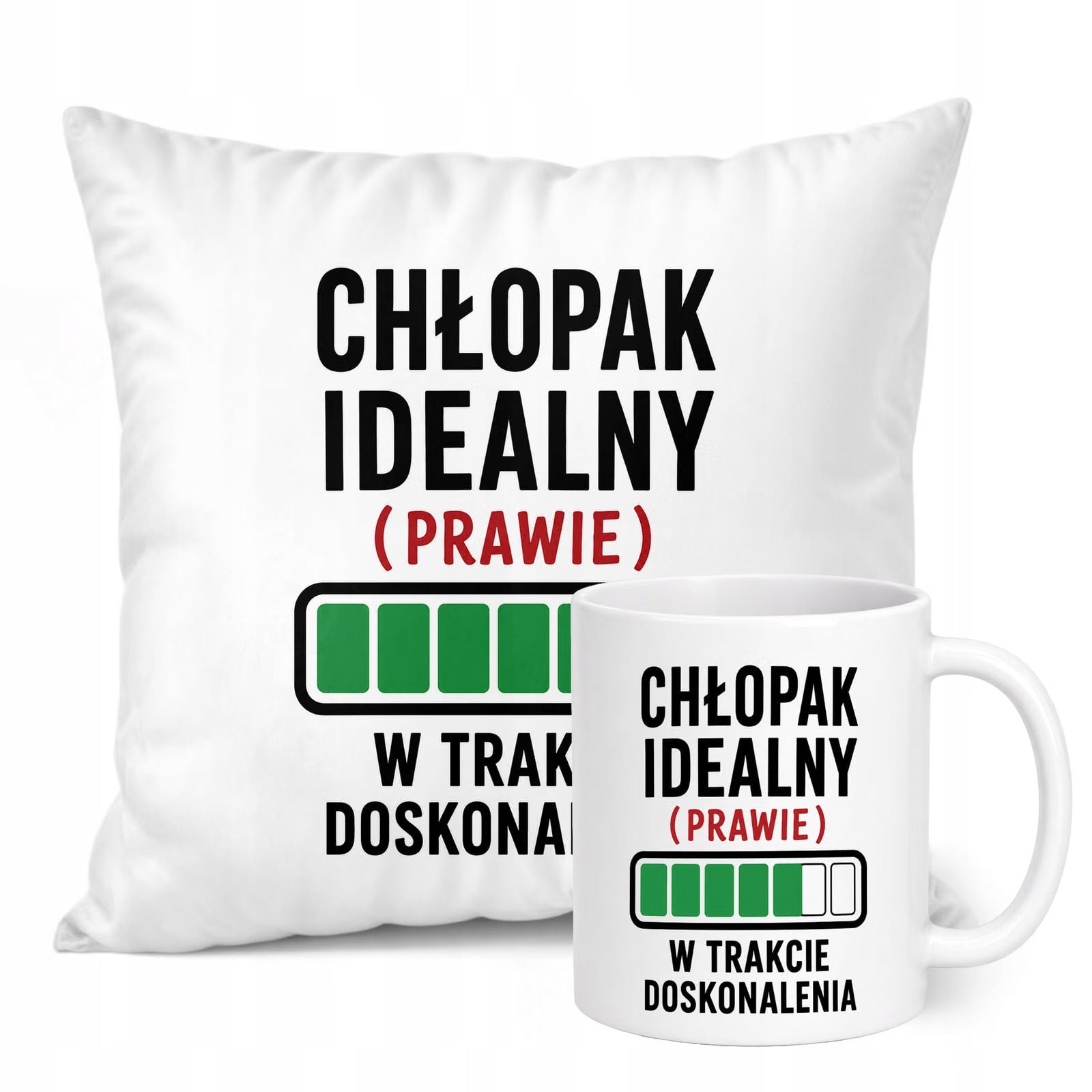 Zestaw Kubek Biały Poduszka Dzień Chłopaka Z Nadrukiem Prezent Upominek