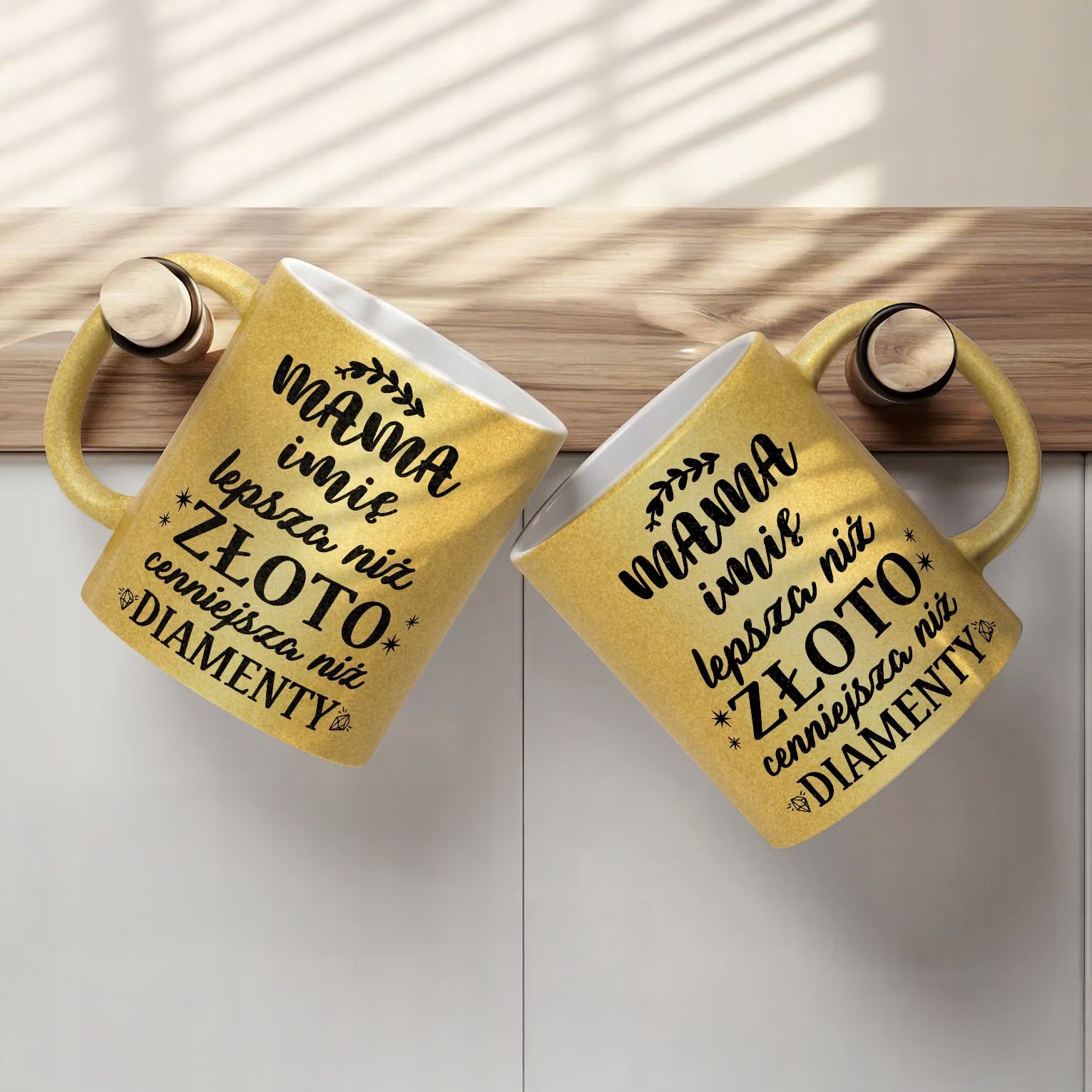Złoty kubek brokatowy Personalizowany Dzień Matki Dla Mamy Prezent