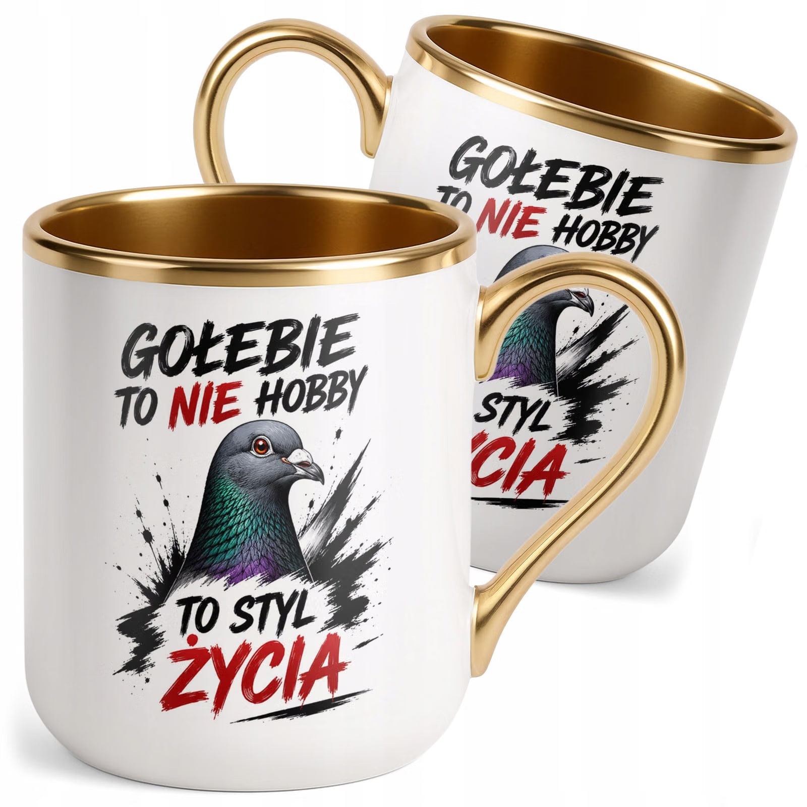 Kubek z nadrukiem Premium Złoty Dla Gołębiarza Hodowcy Gołębi Prezent