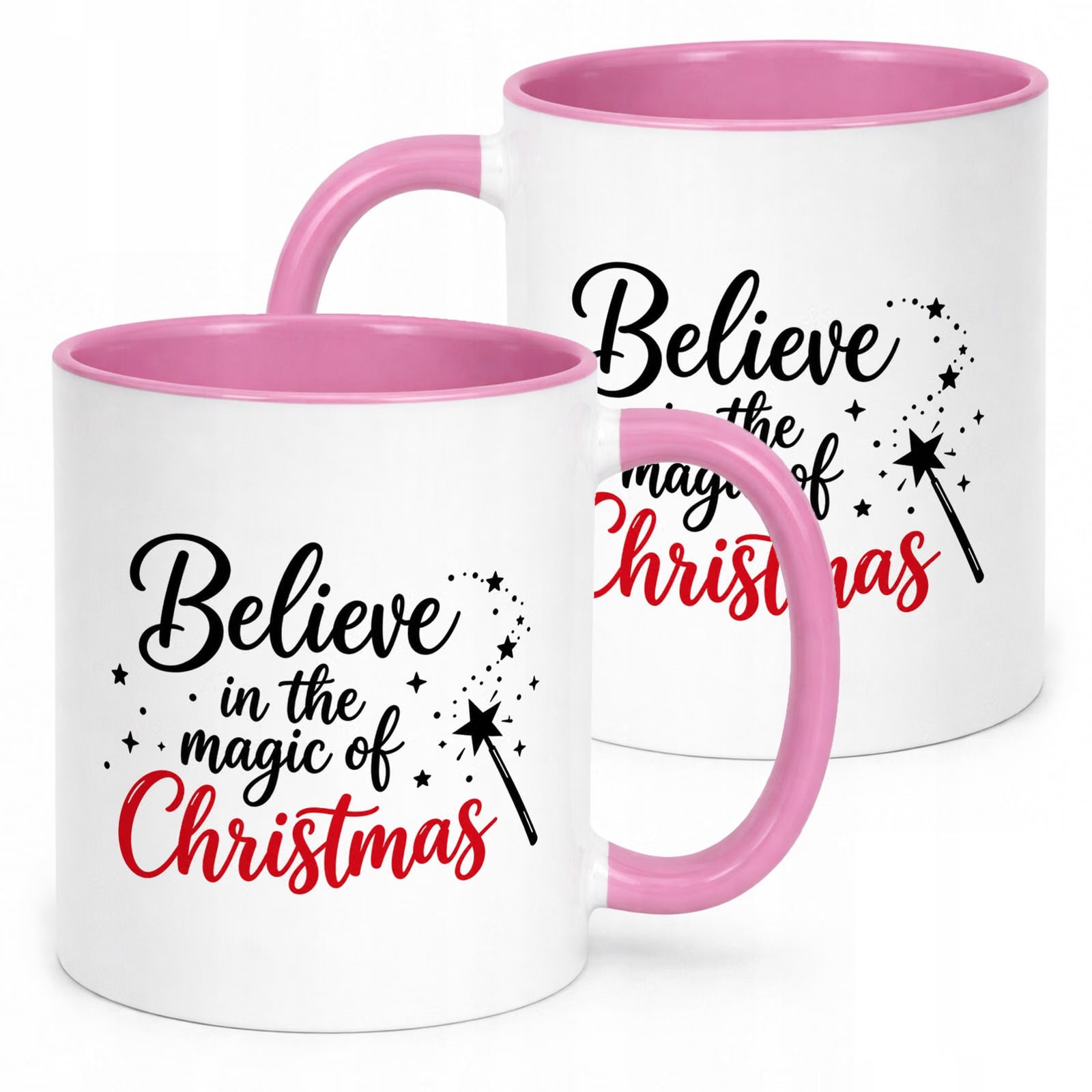 Kubek Różowy z Nadrukiem Boże Narodzenie Święta Magic Of Christmas Prezent