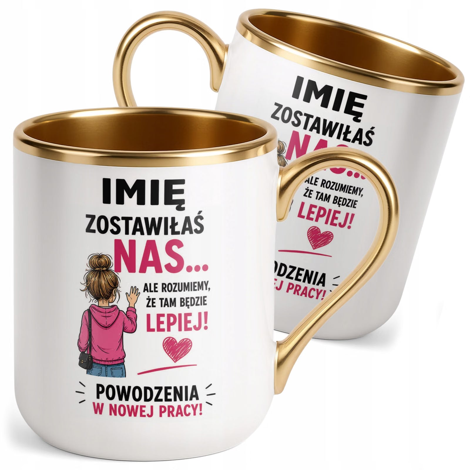 Kubek Personalizowany z nadrukiem Premium Złoty Odejście z Pracy