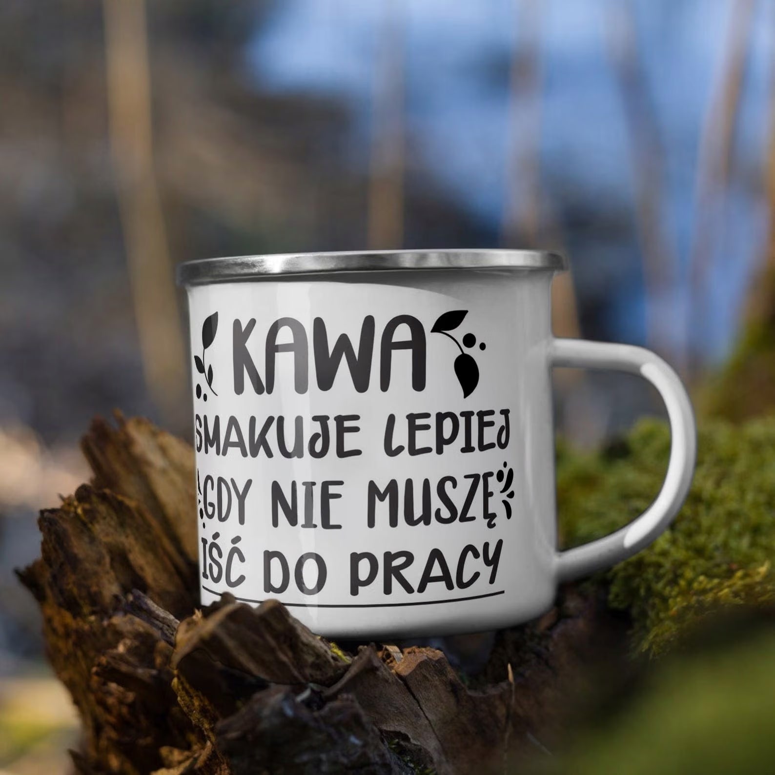 Kubek Emaliowany z okazji Emerytury Dla Emeryta z Nadrukiem Biały Metalowy