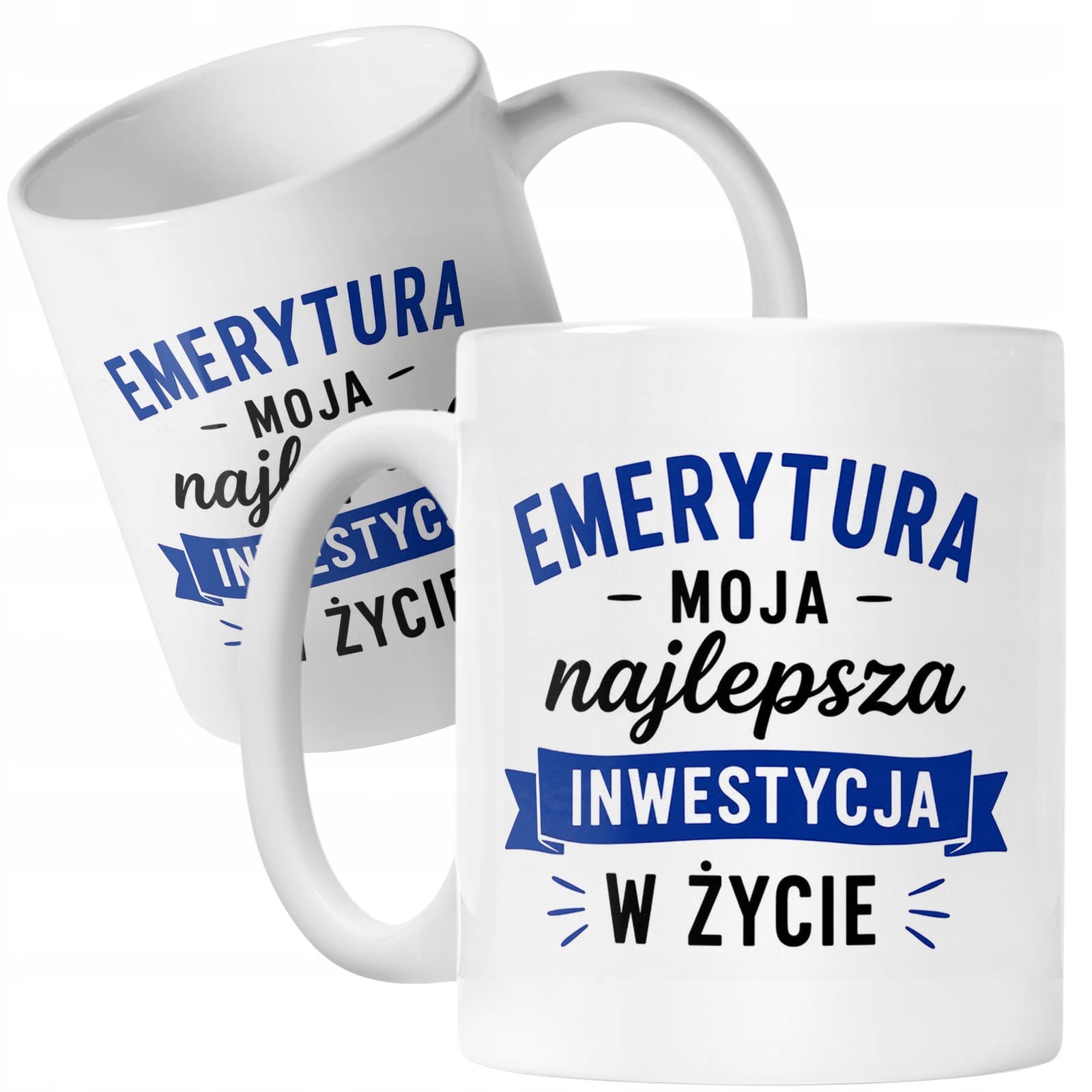 Biały Kubek z nadrukiem Emerytura Dla Emeryta Upominek Prezent