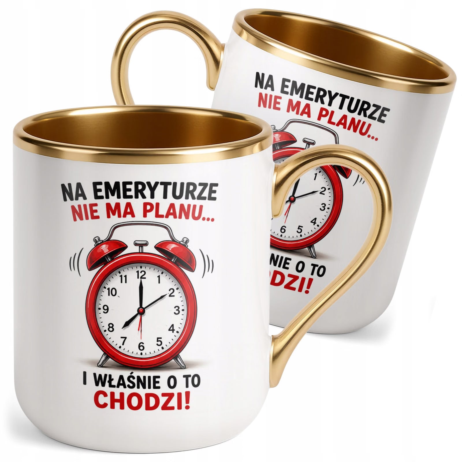 Kubek z nadrukiem Premium Złoty Emerytura Dla Emeryta Emerytki Prezent