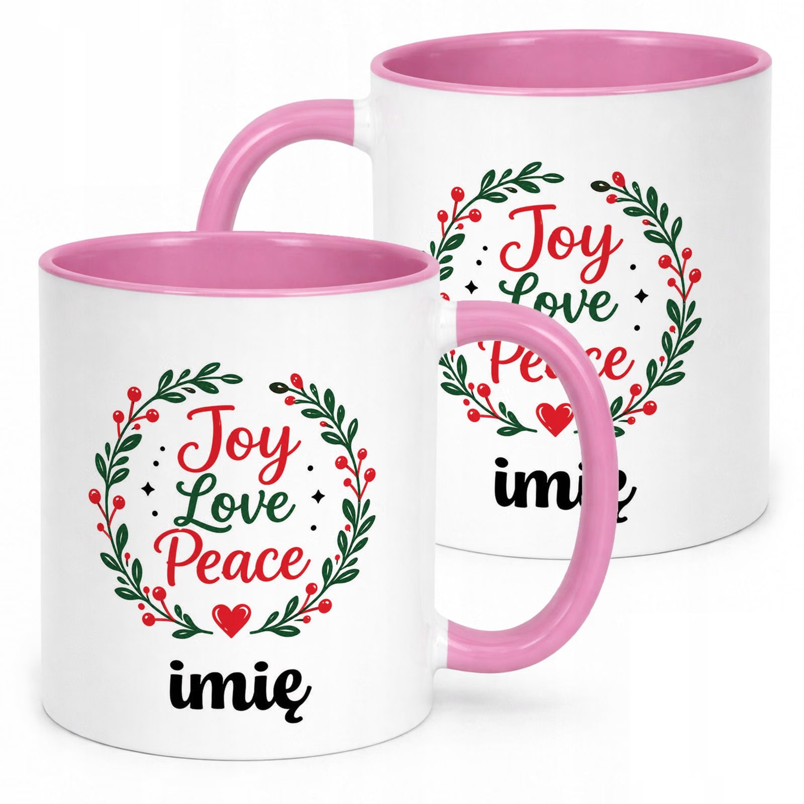 Kubek Różowy Personalizowany z Nadrukiem Boże Narodzenie Święta Prezent