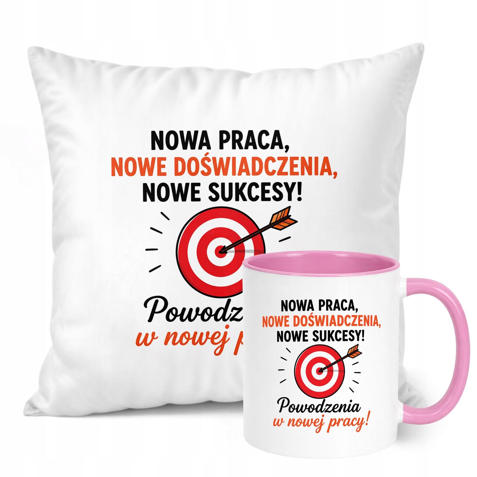 Zestaw Kubek Różowy Poduszka Z Nadrukiem Odejście z Pracy Prezent