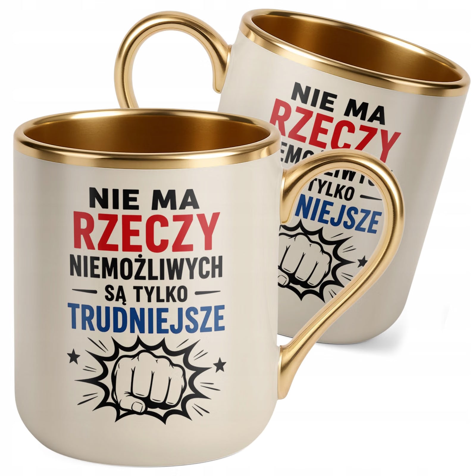 Kubek z nadrukiem Premium Złoty Ecru Dzień Chłopaka Mężczyzny Prezent