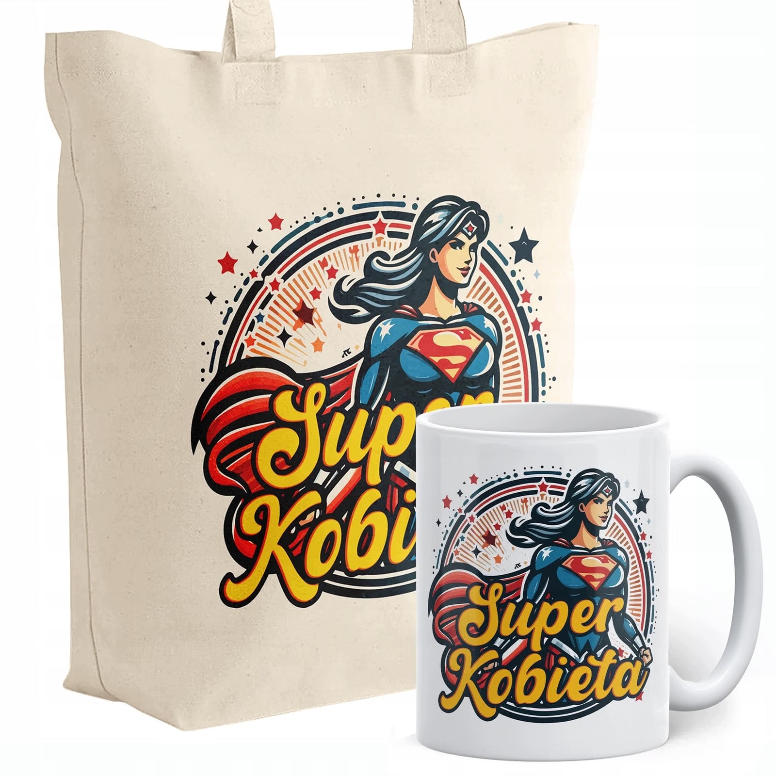 Zestaw Kubek + Torba Dzień Kobiet Prezent Upominek Super Kobieta