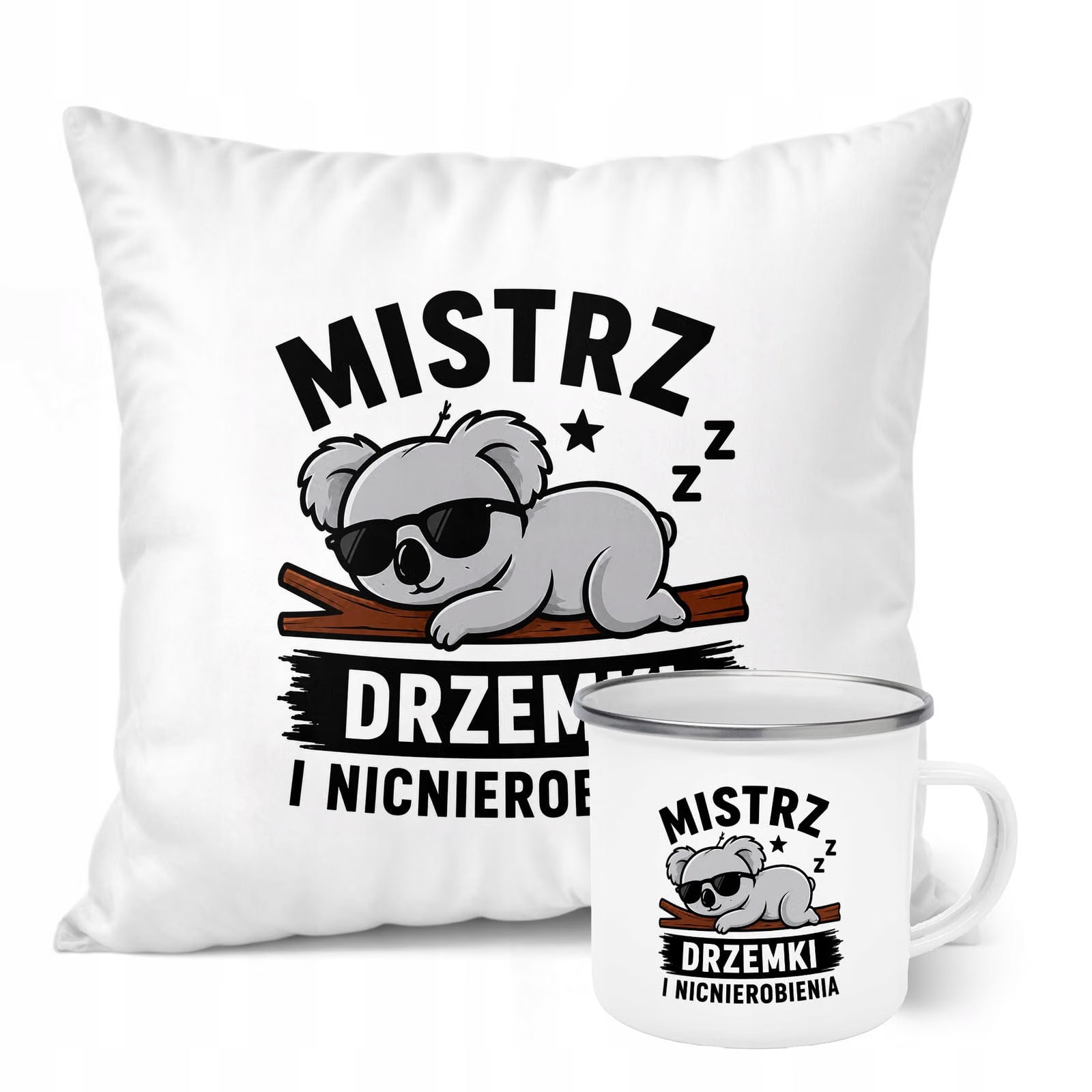 Zestaw Kubek Emaliowany Poduszka Dzień Chłopaka Z Nadrukiem
